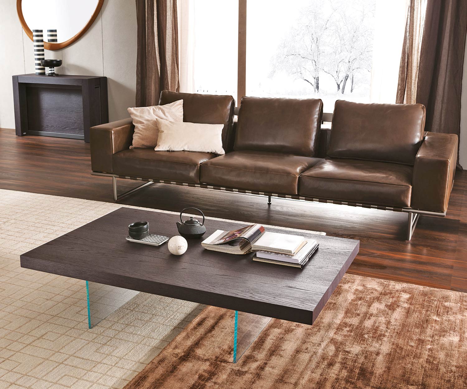 design couchtisch eiche braun glasfuss schwebendAL2 design couchtisch eiche braun glasfuss schwebendAL2