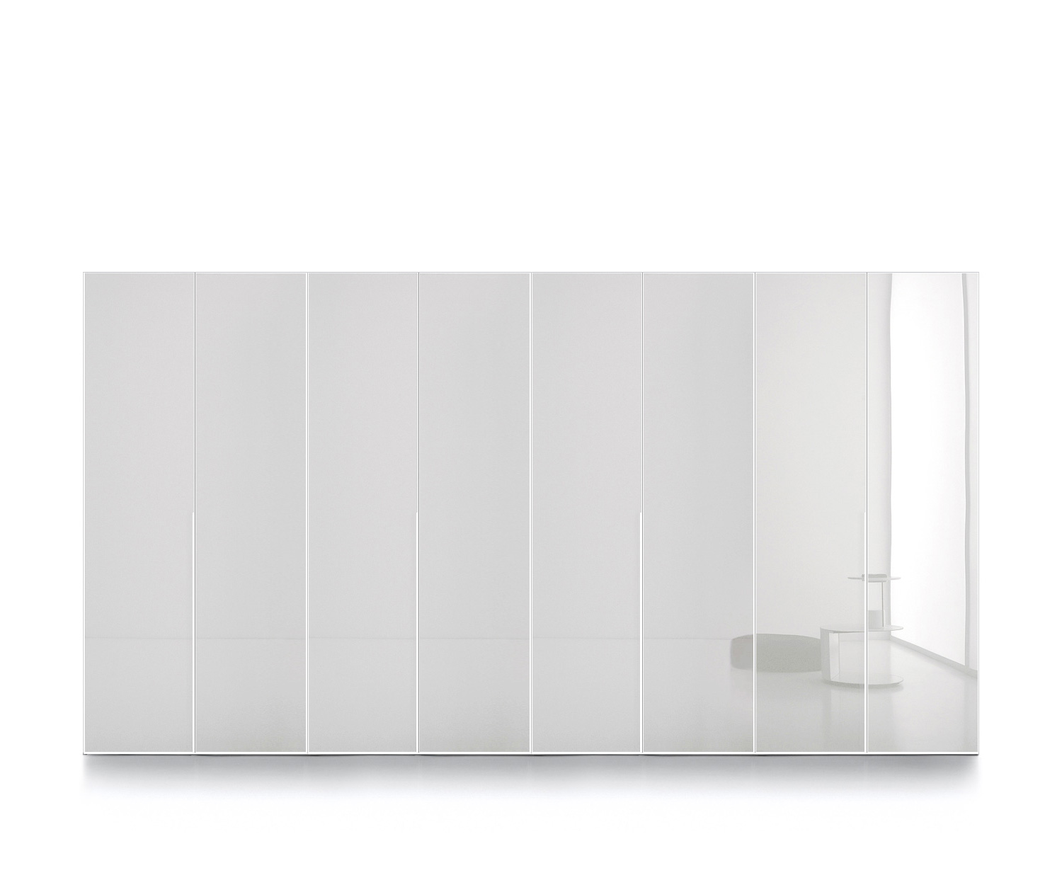 Exklusiver Novamobili Design Kleiderschrank Crystal 4m weiß glänzend