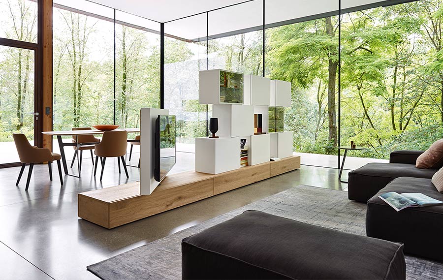 Livitalia Roto Lowboard Room Divider with Swivelling TV Panel