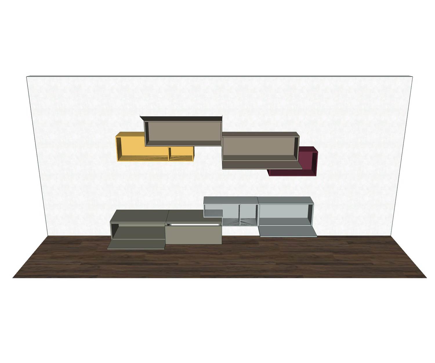 Livitalia Tetris Design wall unit C19 with doors and elements open Livitalia Tetris Design wall unit C19 with doors and elements open