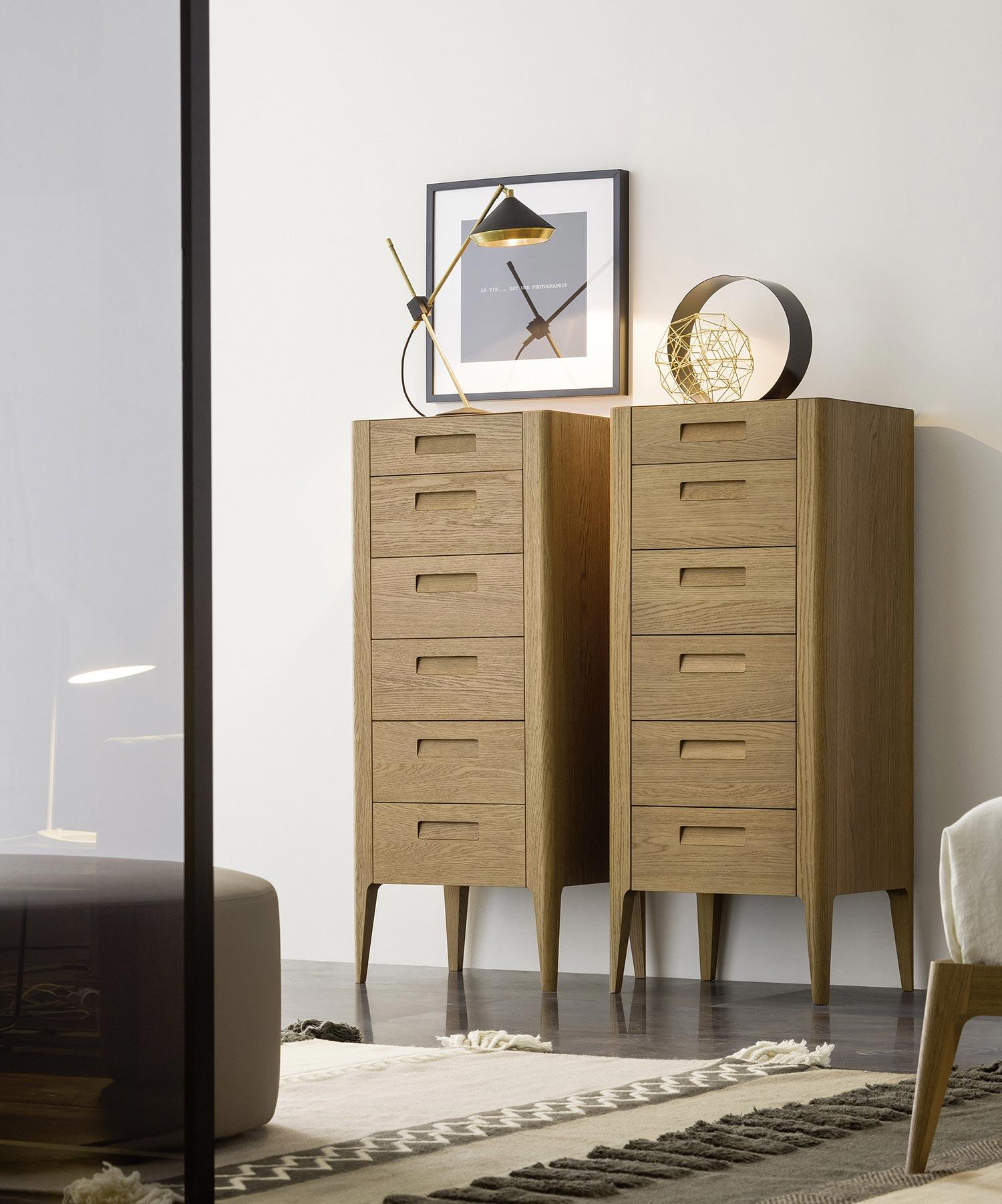 Bedroom trend: tall, narrow wooden chest of drawers
