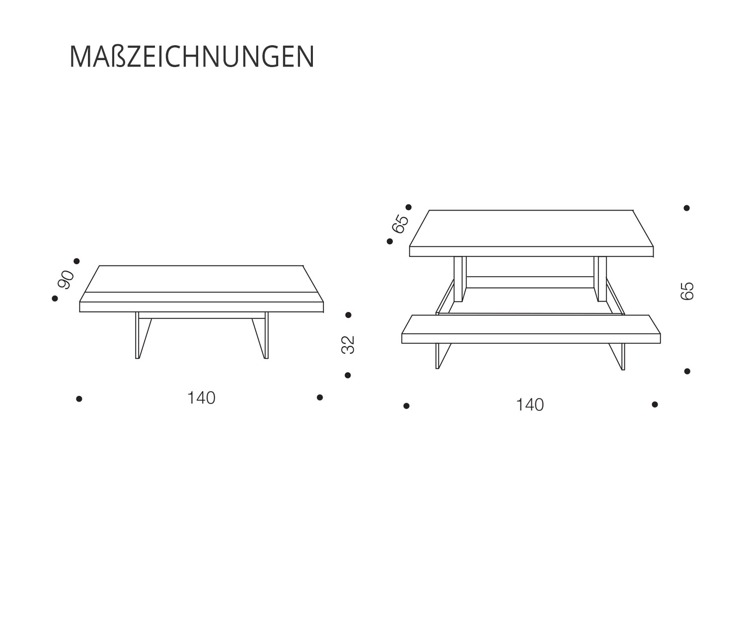 Ozzio Couchtisch Markus T063 Maße