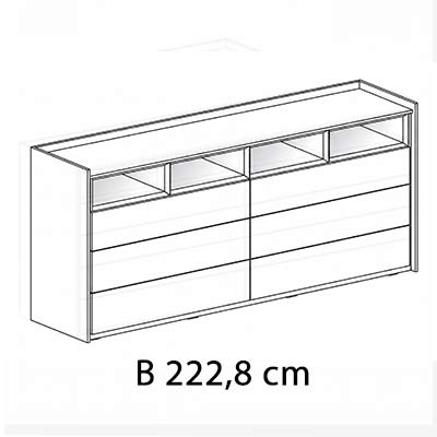B 222,8 cm (6 Schubladen + 4 Tetris Stauelemente)
