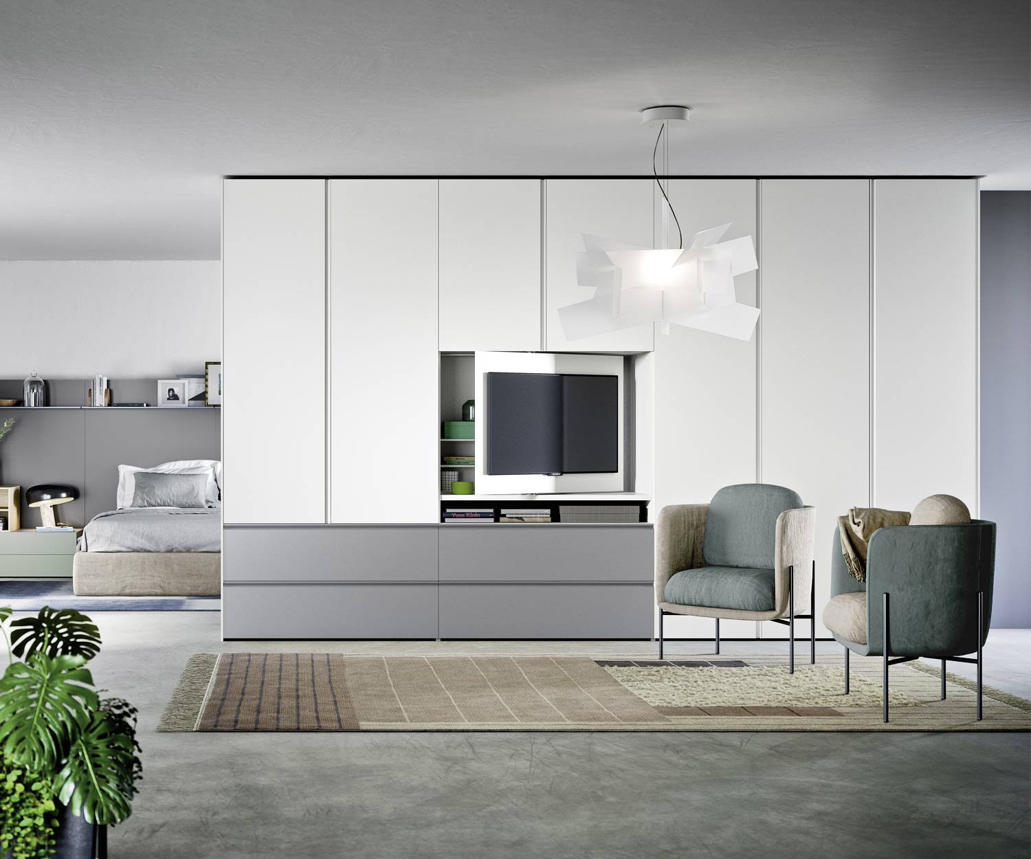Moderner Design Kleiderschrank Gola TV Fach Element von Novamobili 