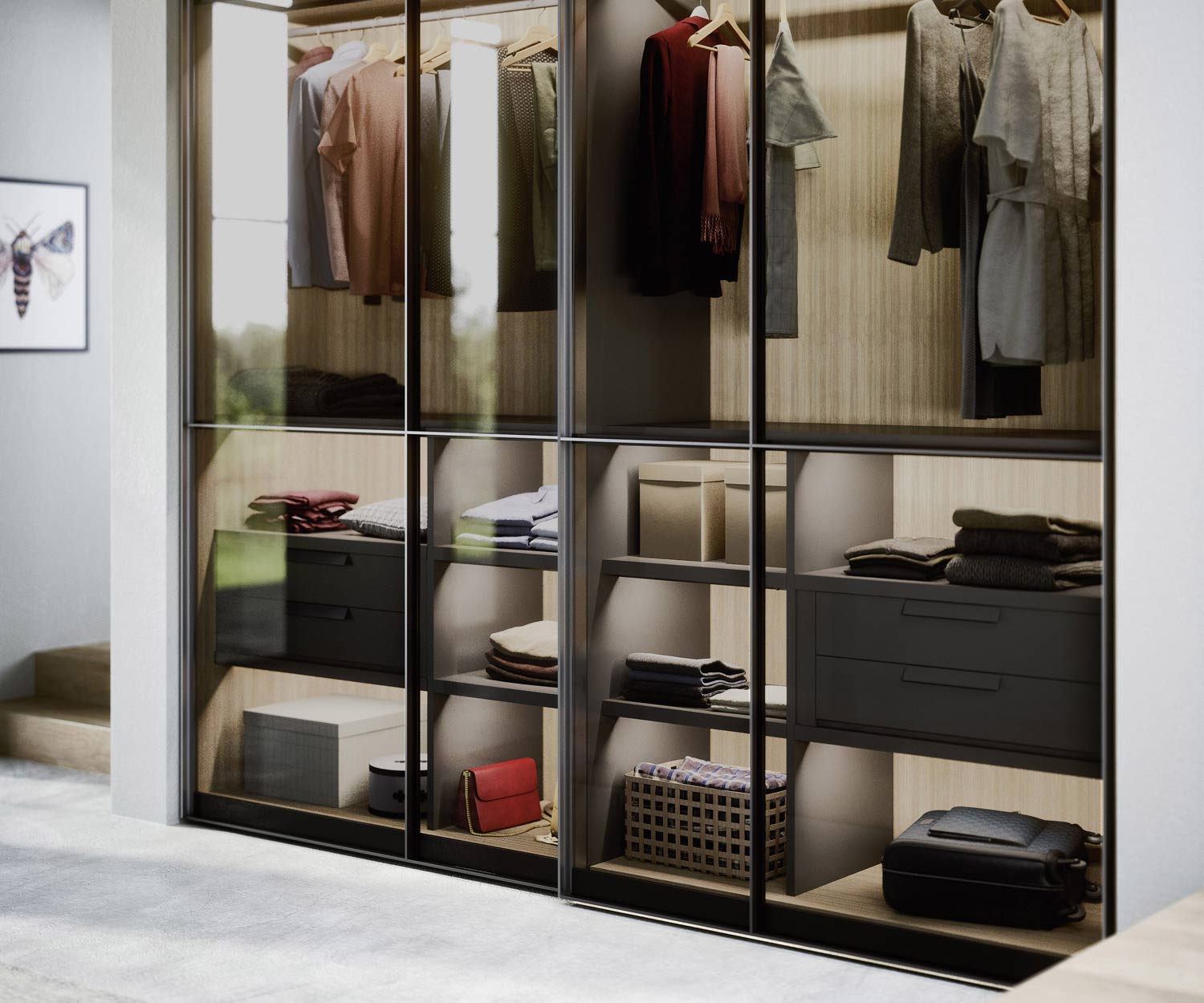 Novamobili Design Kleiderschrank Layer Getöntes transparentes Glas