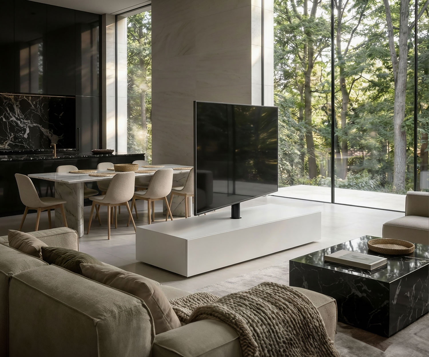 Livitalia Roto Slim TV Raumteiler Freistehend mit Rückwand & Drehbar Livitalia Roto Slim TV Raumteiler Freistehend mit Rückwand & Drehbar