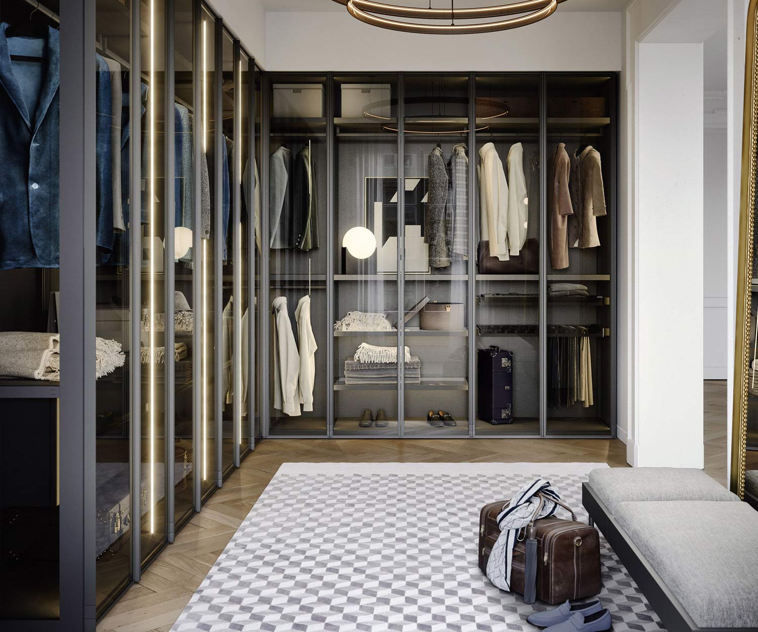 Novamobili Wardrobe Perry glass doors Novamobili Wardrobe Perry glass doors