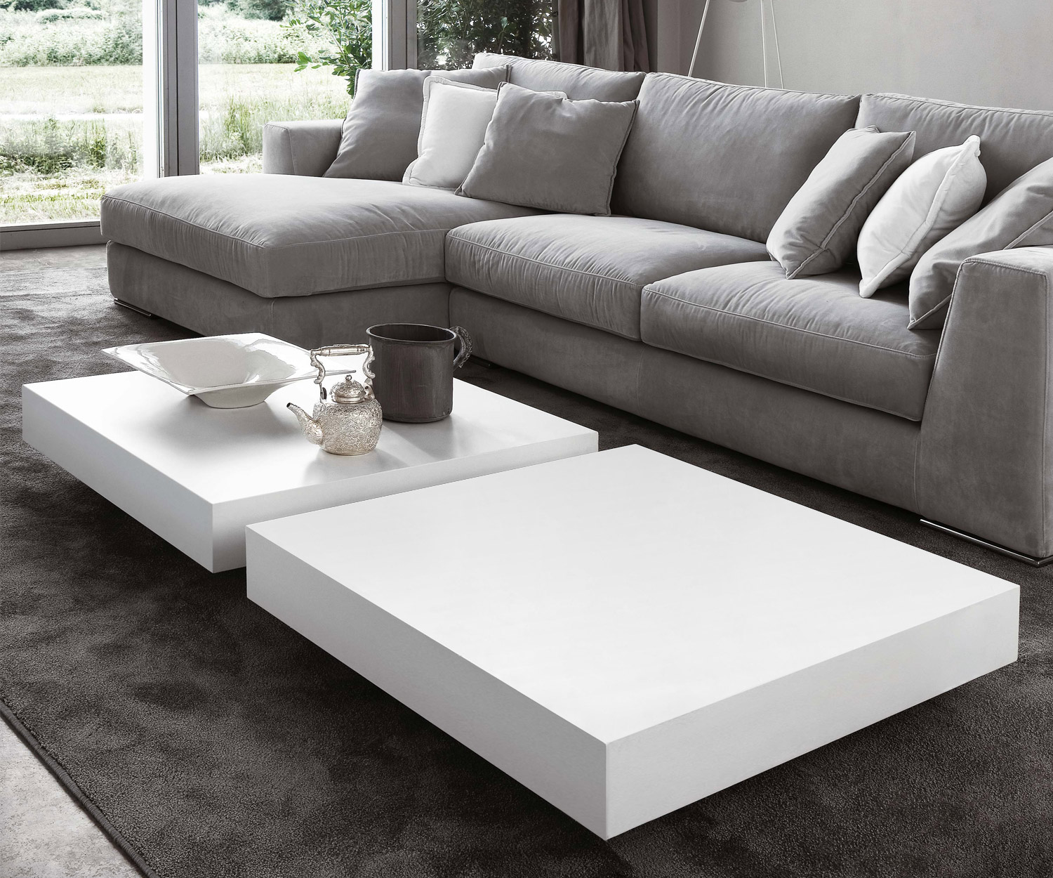 Exklusiver Novamobili Design Couchtisch Schatten Weiß