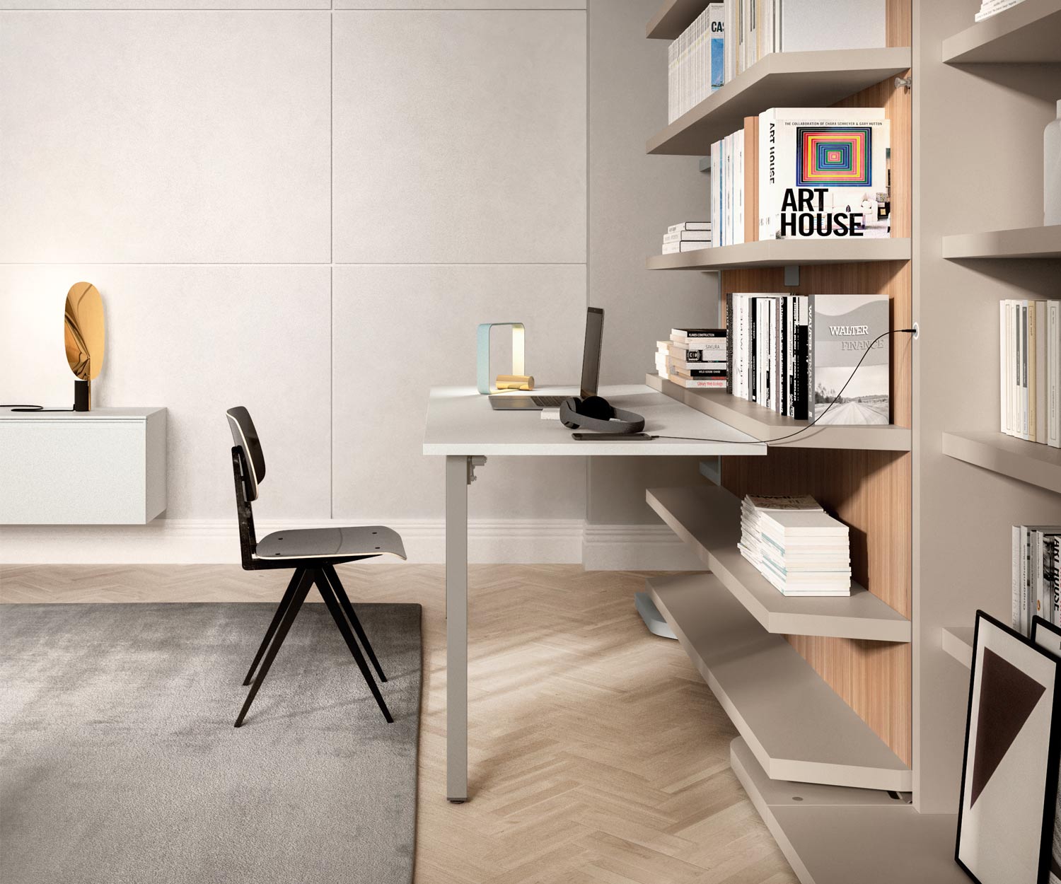Design Schrankbett mit Buecherregal