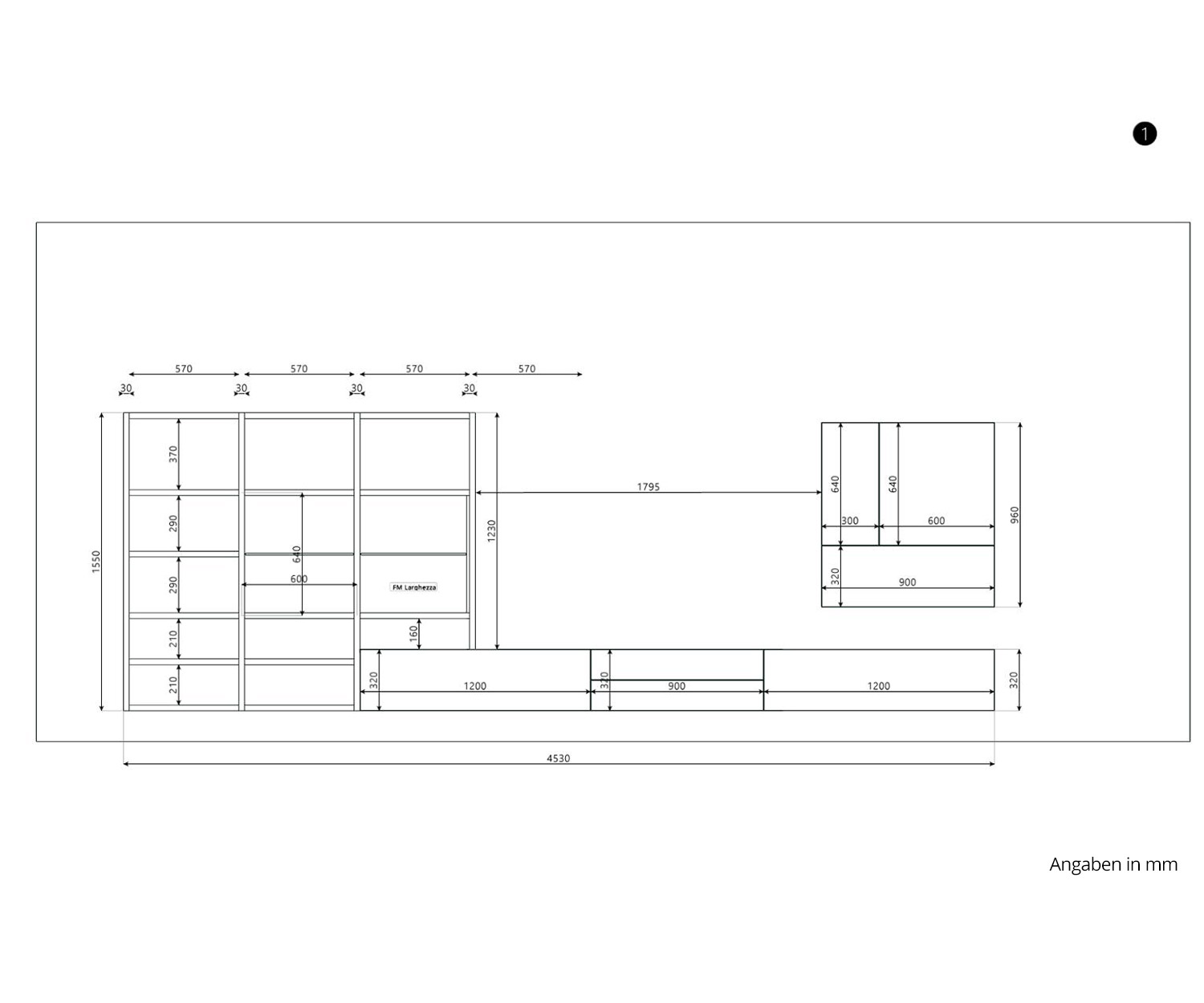Hochwertige Livitalia Design Wohnwand C96B Gößen Maße Größenangaben