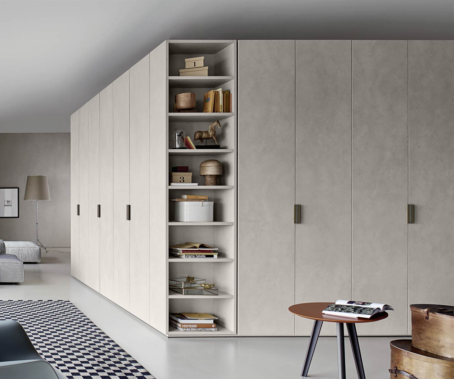 Exklusiver Livitalia Design Kleiderschrank Liscia Beton Spachtel Marmor Optik
