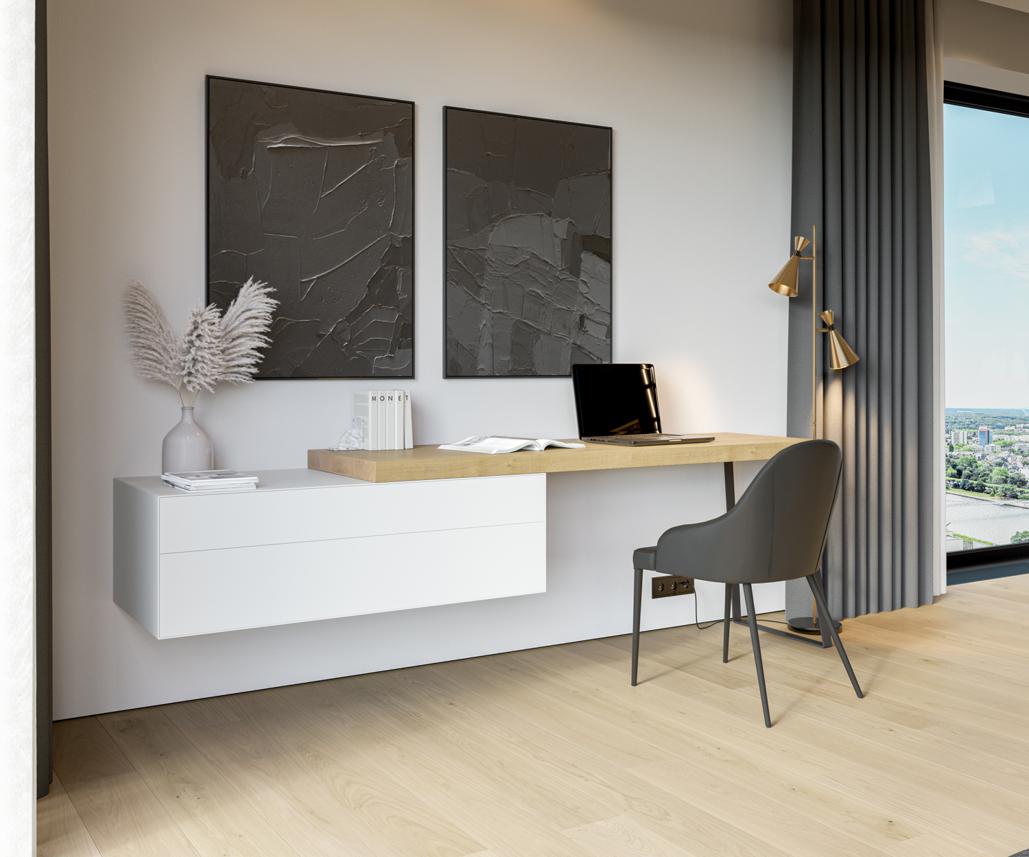 Design Homeoffice Schreibtisch mit Kommode Design Homeoffice Schreibtisch mit Kommode