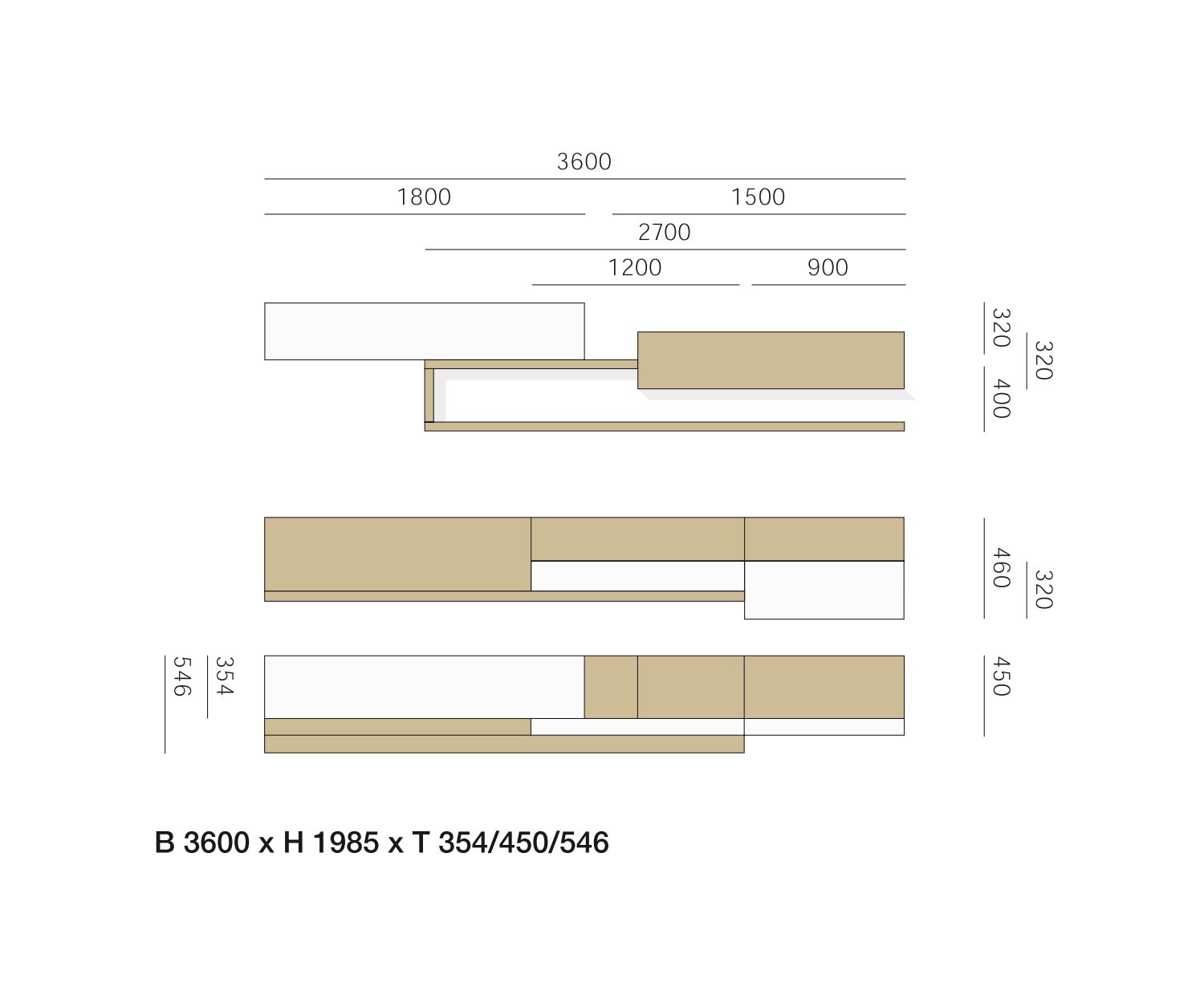 Hochwertige Livitalia Design Wohnwand C26 Skizze Maße Größen Größenangaben