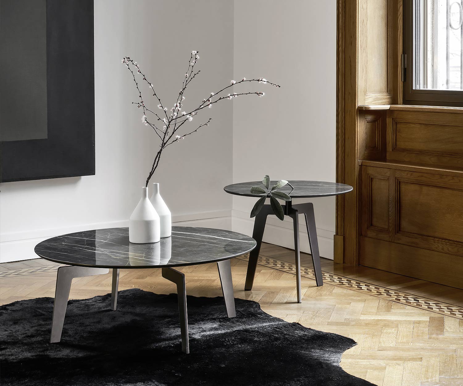 Lotus Beistelltisch Ceramik Marmor Tischplatte