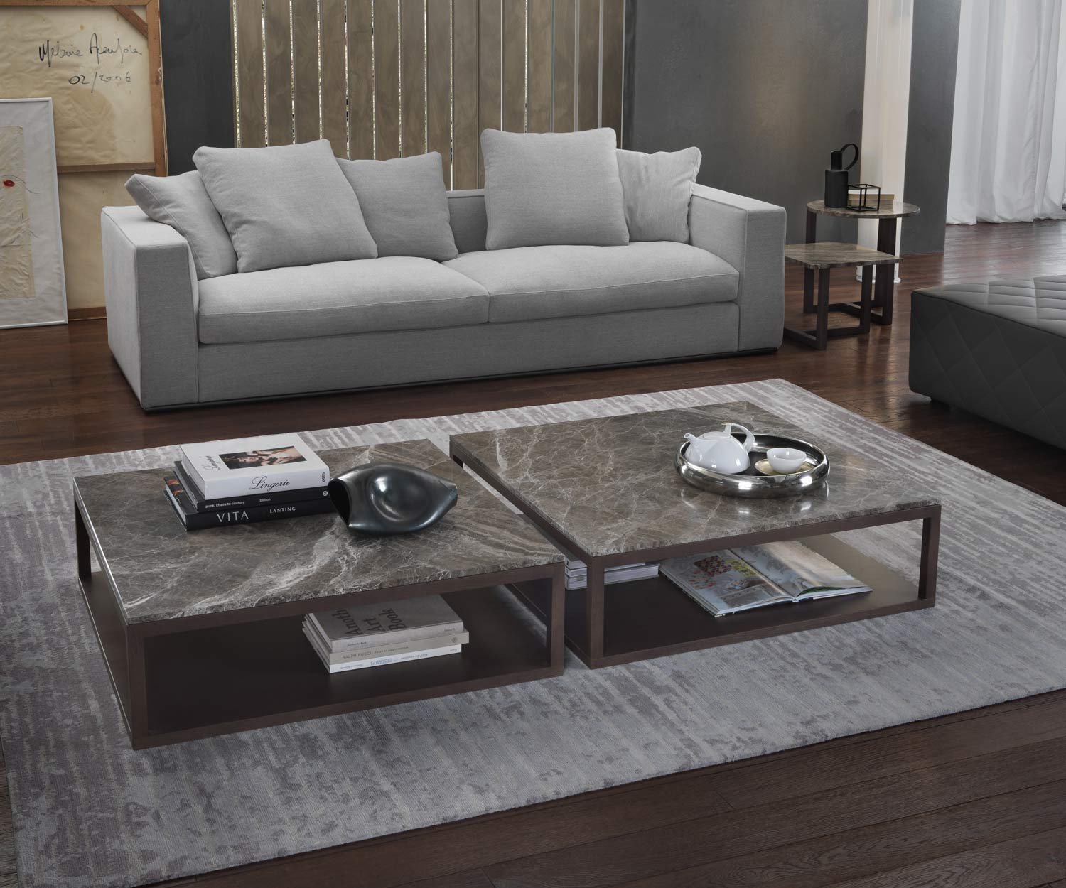 Brauner Marelli Designer Couchtisch Stone in Perfetto Mamor