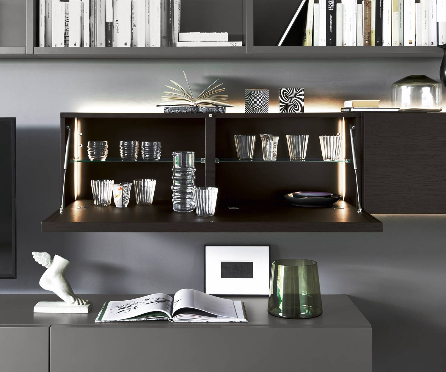 Exklusiver Livitalia Cartesio Design Hängeschrank mit Schreibtisch 