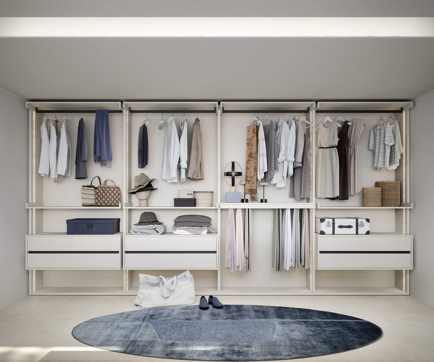 Hochwertiges Ankleidezimmer Luxus Weiss offen System Italien Hochwertiges Ankleidezimmer Luxus Weiss offen System Italien