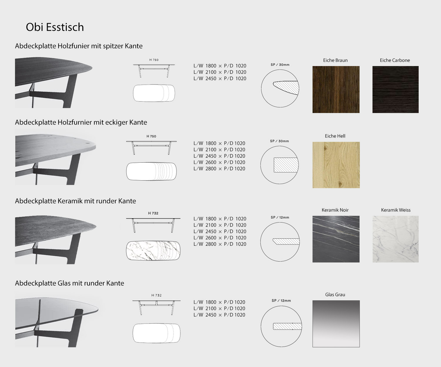 Obi Design dining table variants sketch dimensions sizes Obi Design dining table variants sketch dimensions sizes