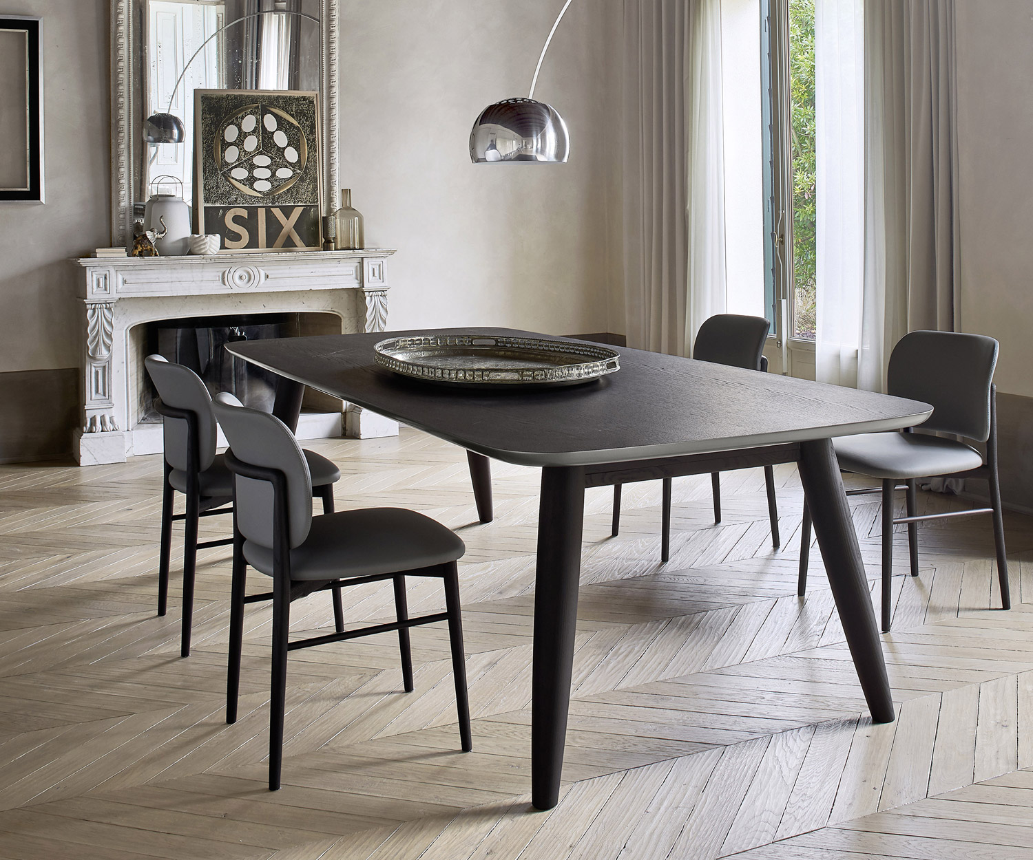 Rectangular Convivio dining room table from Livitalia with chairs in the dining room