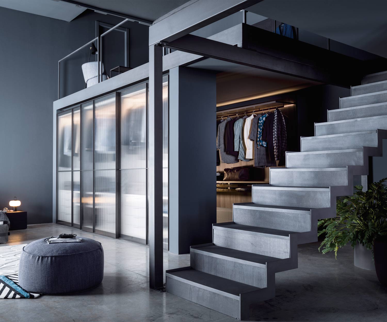 Schiebetüren Kleiderschrank Layer modular in Ankleidezimmer eingebaut