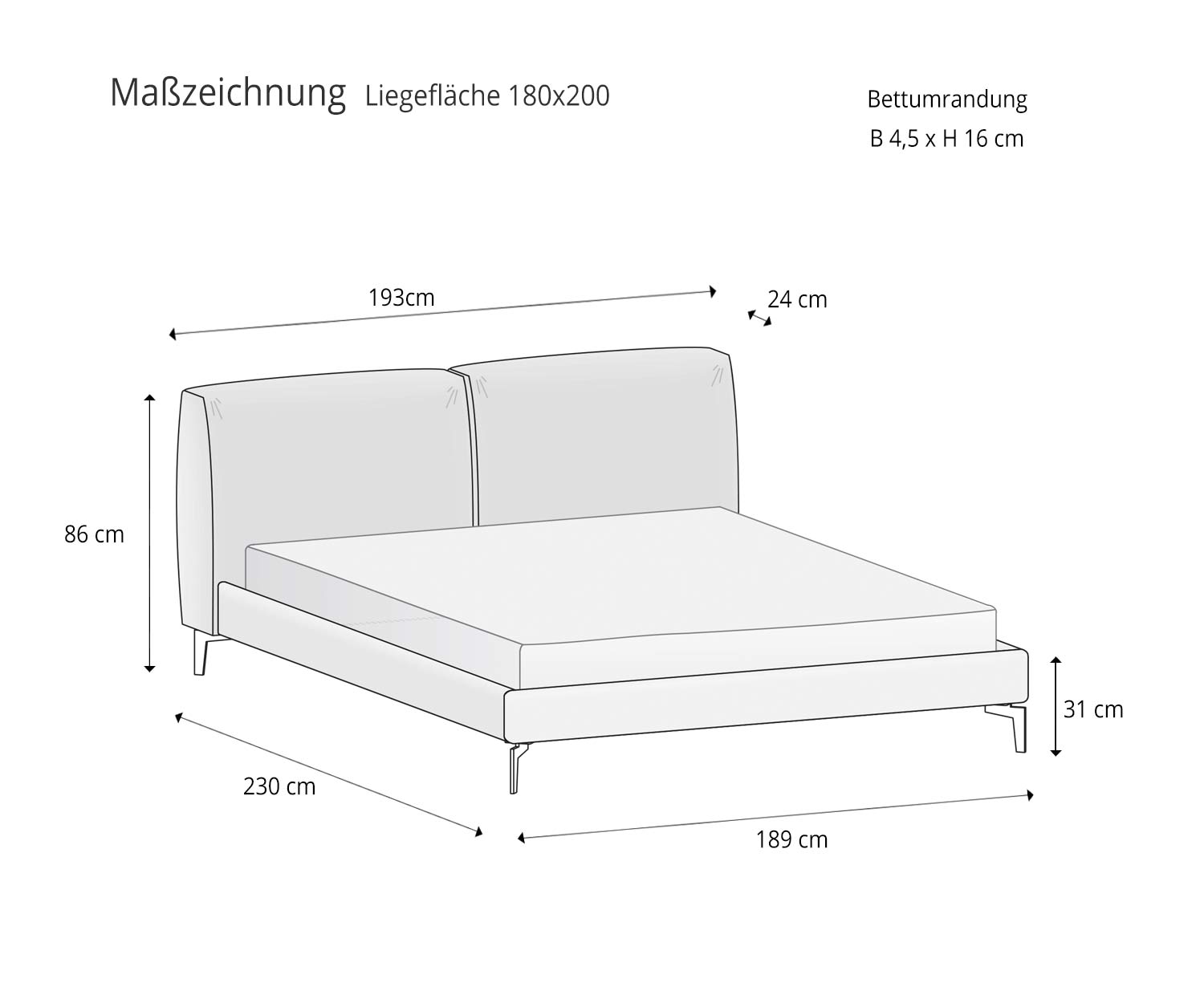 Novamobili Designer Bett Margot Skizze Größe Größenangaben 180x200 Liegefläche Novamobili Designer Bett Margot Skizze Größe Größenangaben 180x200 Liegefläche