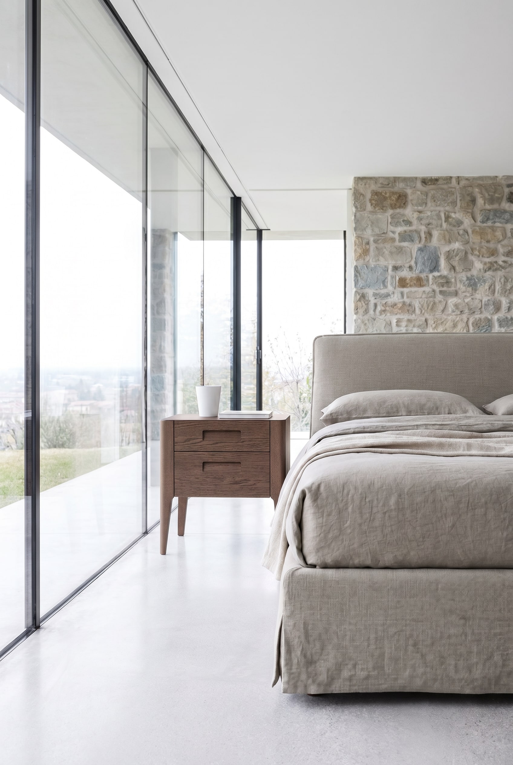 Novamobili Giotto Wooden Nightstand with two Drawers
