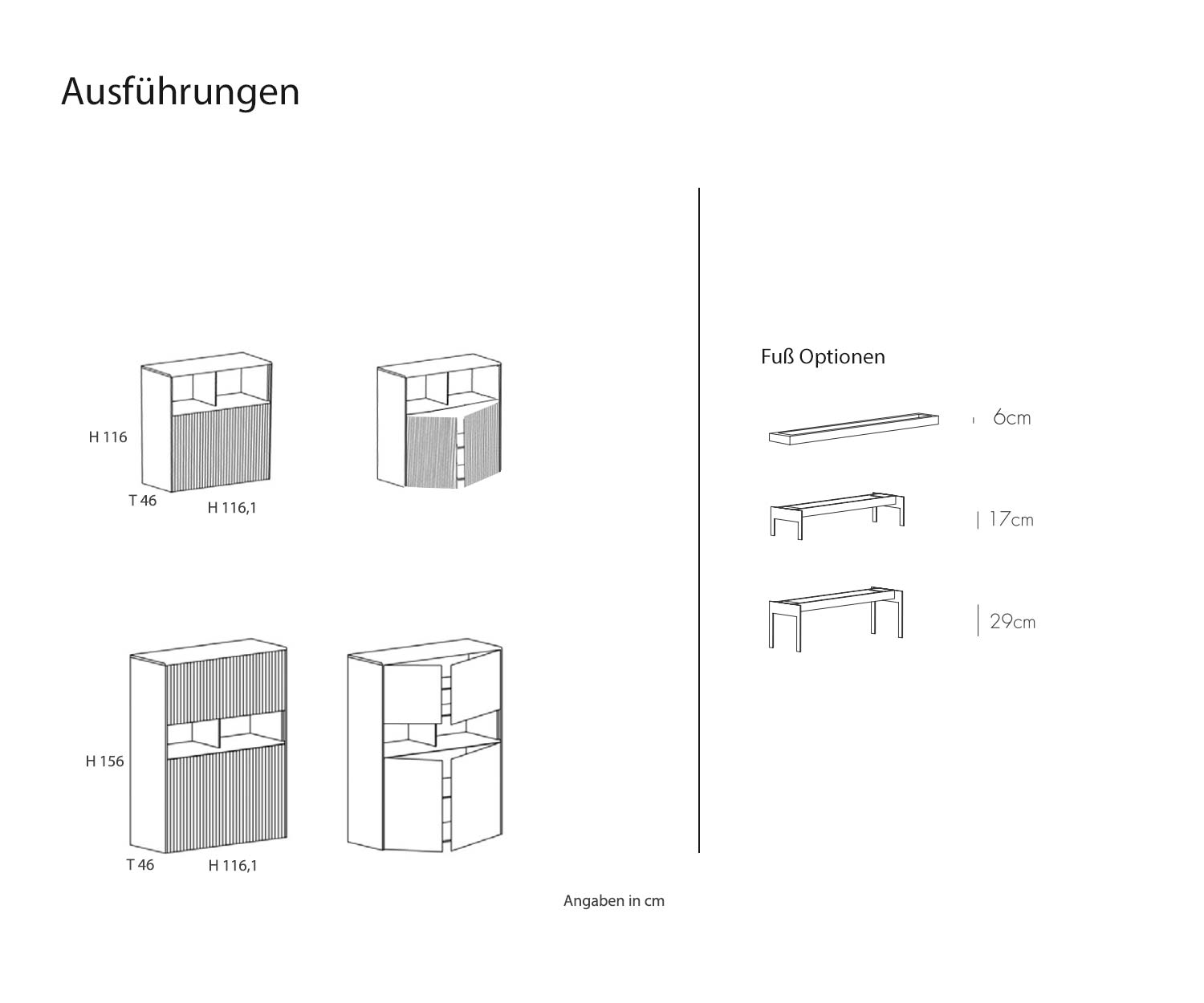 Design Highboard Abmessungen Maßstab Skizze Größenangaben Maße