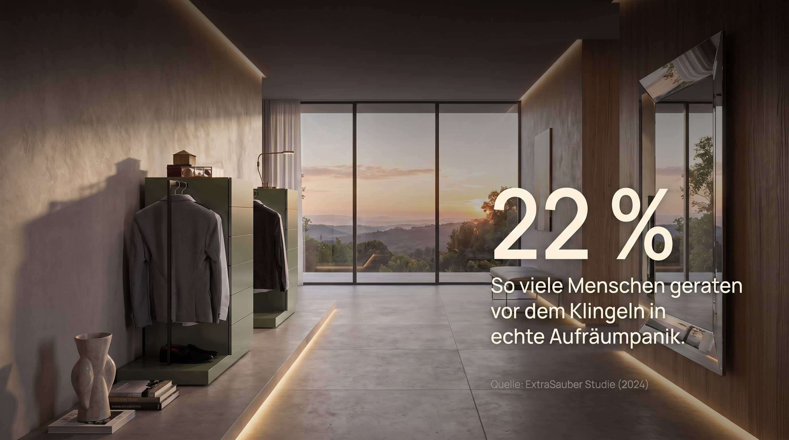 22 % &ndash; That's how many people get into real tidying panic before the doorbell rings.
