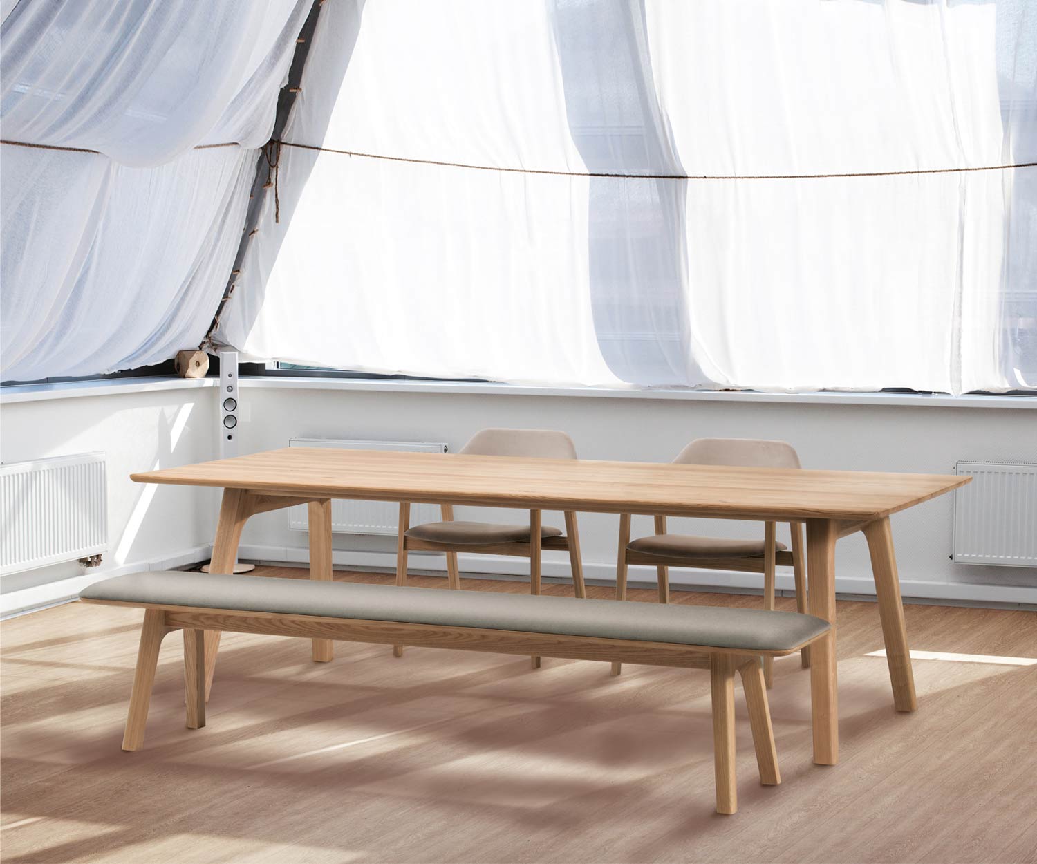 Exklusive Conde House Ten Design Sitzbank in Eiche Natur Matt