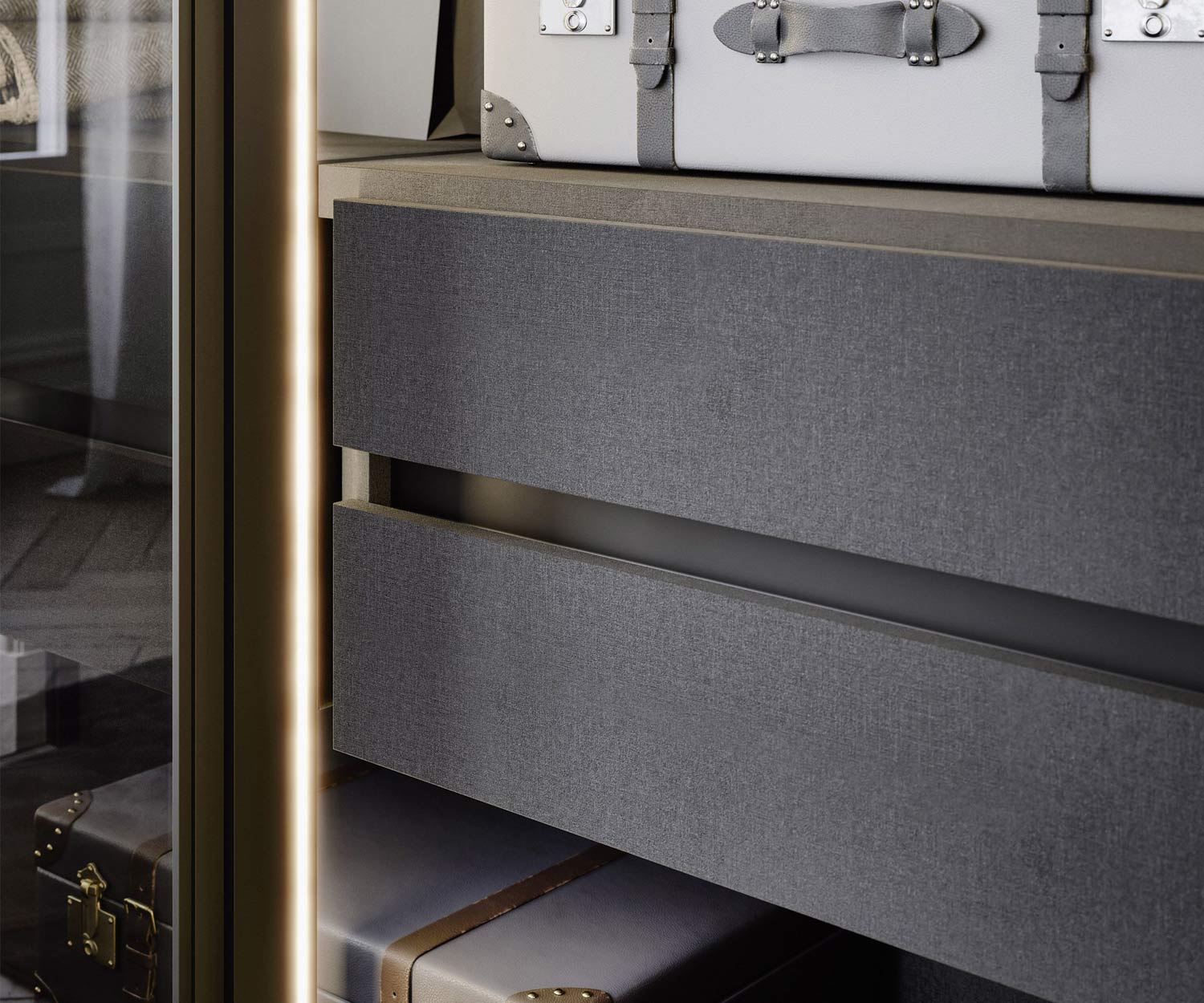 Wardrobe Glass doors with floating drawers Wardrobe Glass doors with floating drawers