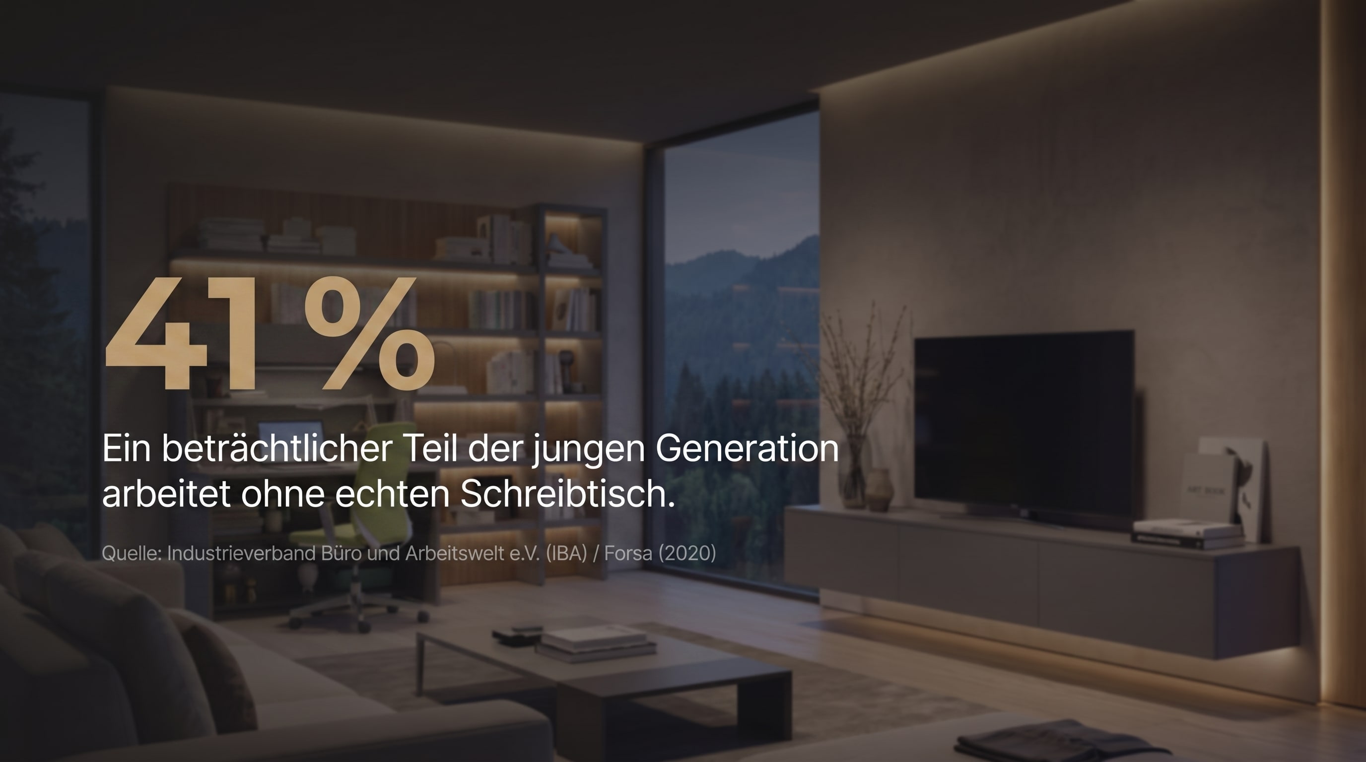41 % &ndash; Ein betr&auml;chtlicher Teil der jungen Generation arbeitet ohne echten Schreibtisch.
