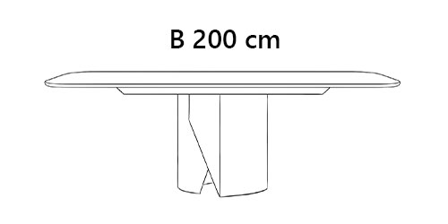 B 200 cm / H 75,6 cm / T 102 cm