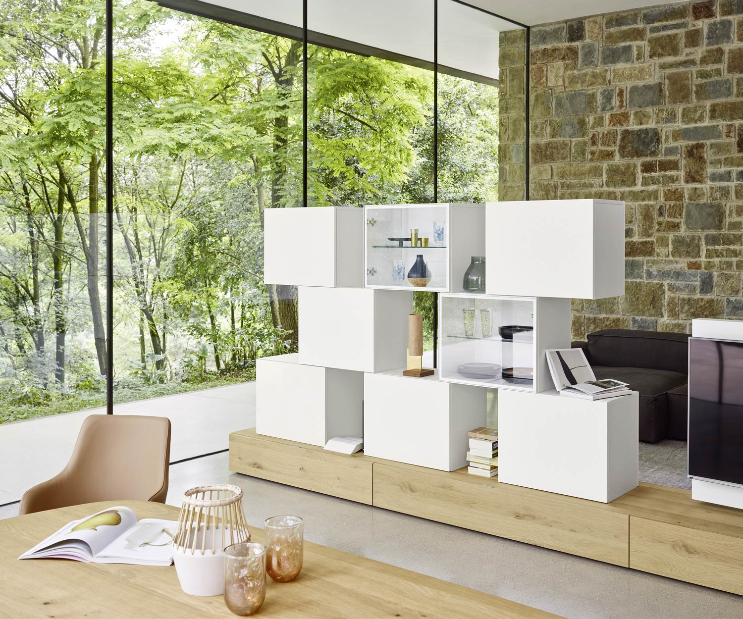 High-quality Livitalia Design wall unit C46 Oak white matt