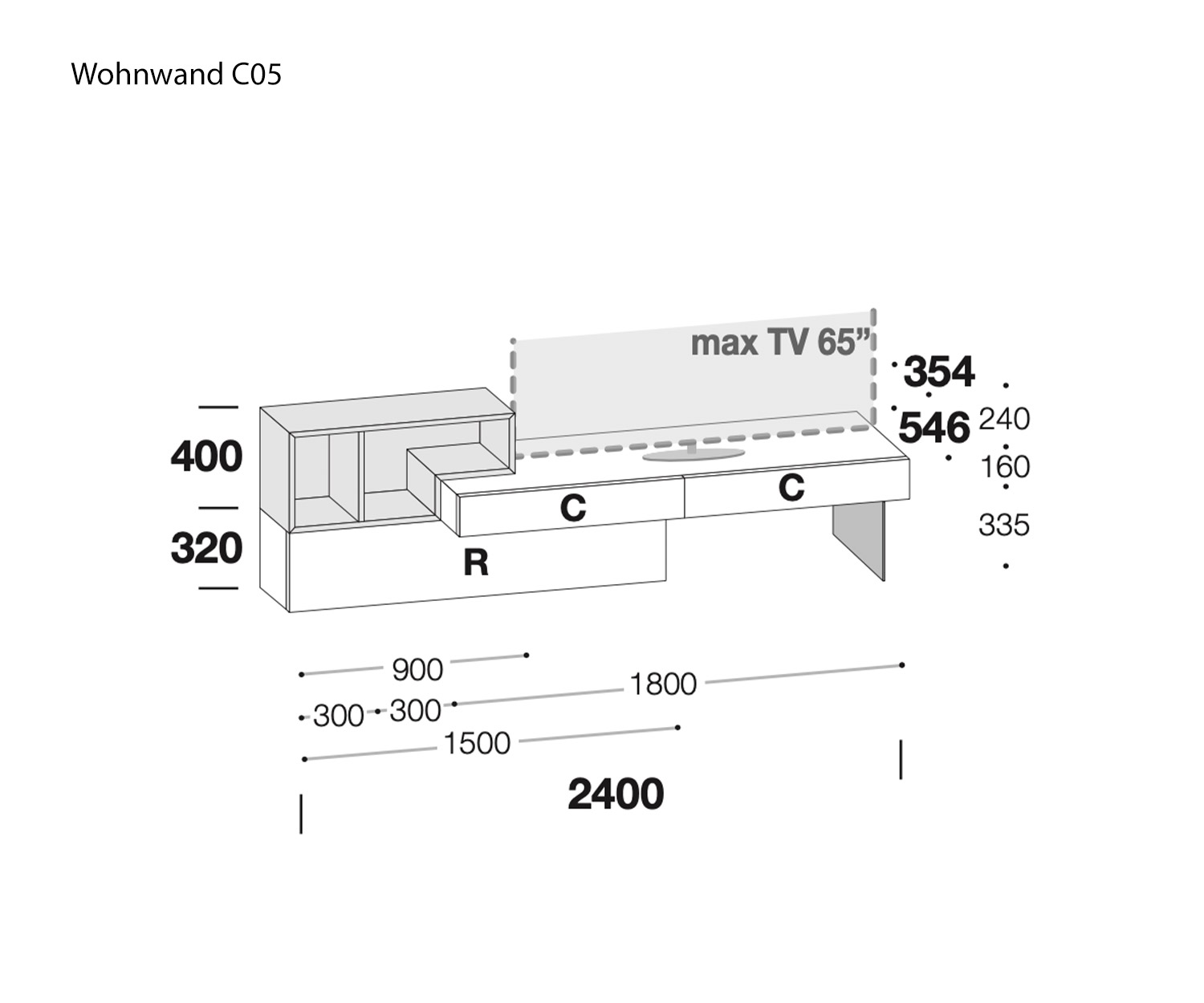 Livitalia Wall unit C05 Sketch Dimensions Sizes Livitalia Wall unit C05 Sketch Dimensions Sizes