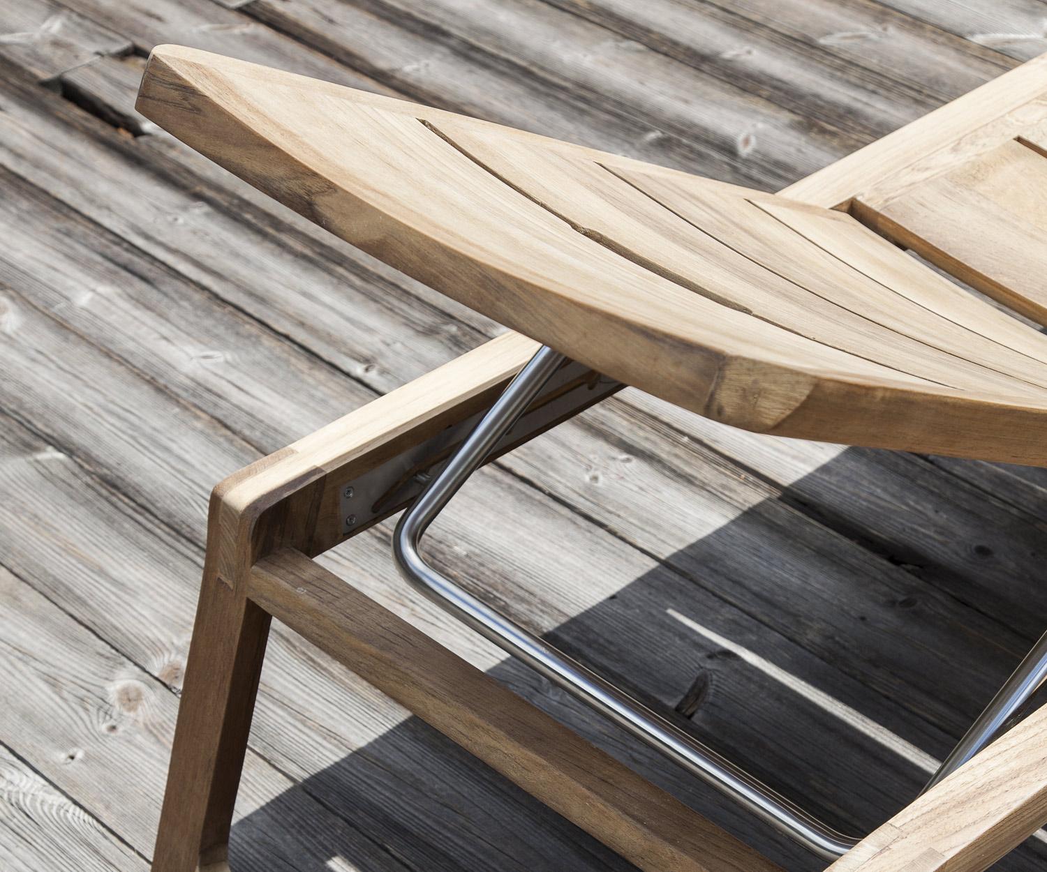 Wooden garden furniture drying in the sun