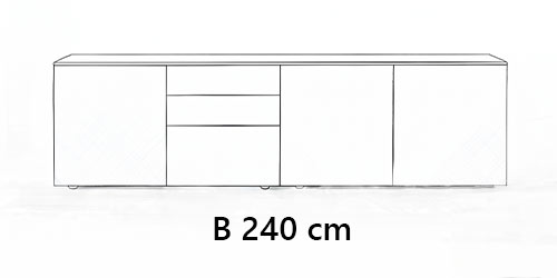 B 240 cm / H 67 cm / T 45 cm