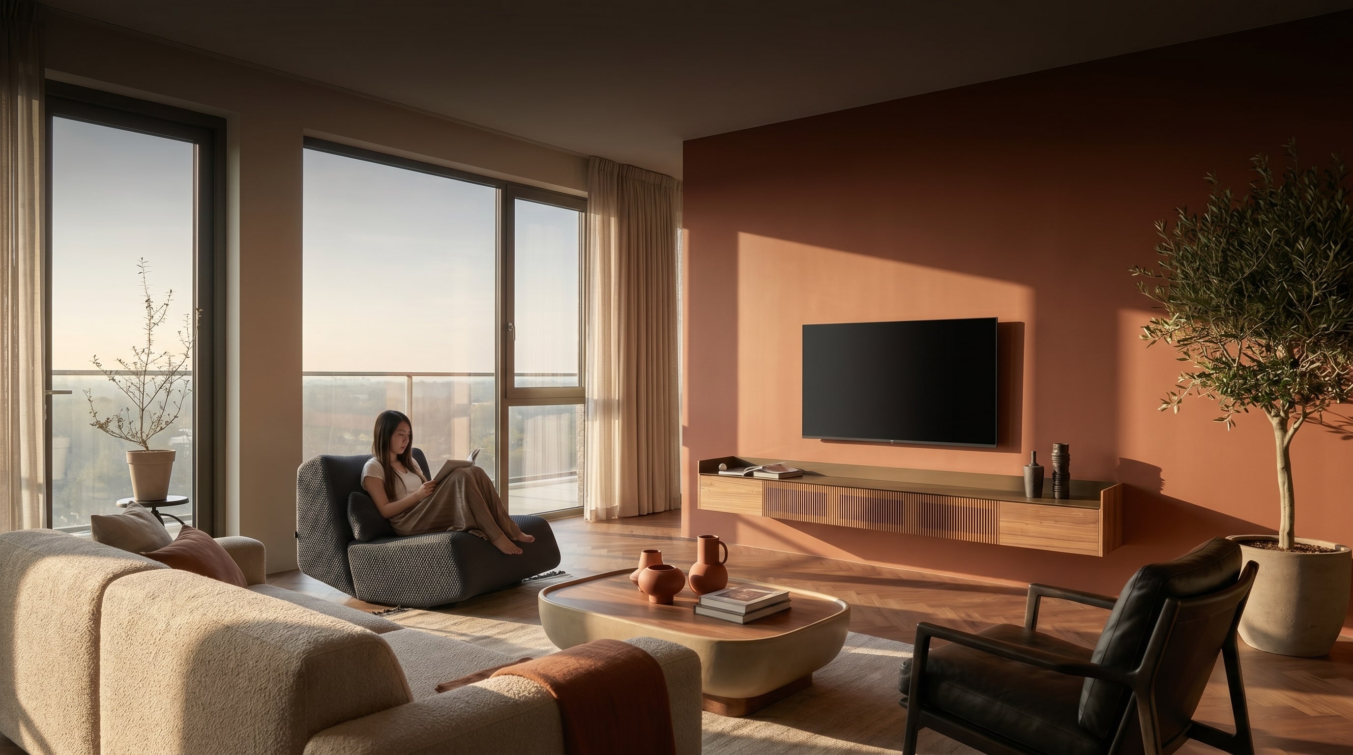 Warme Erdtöne und Terrakotta im Wohnzimmer: Die neue Basis