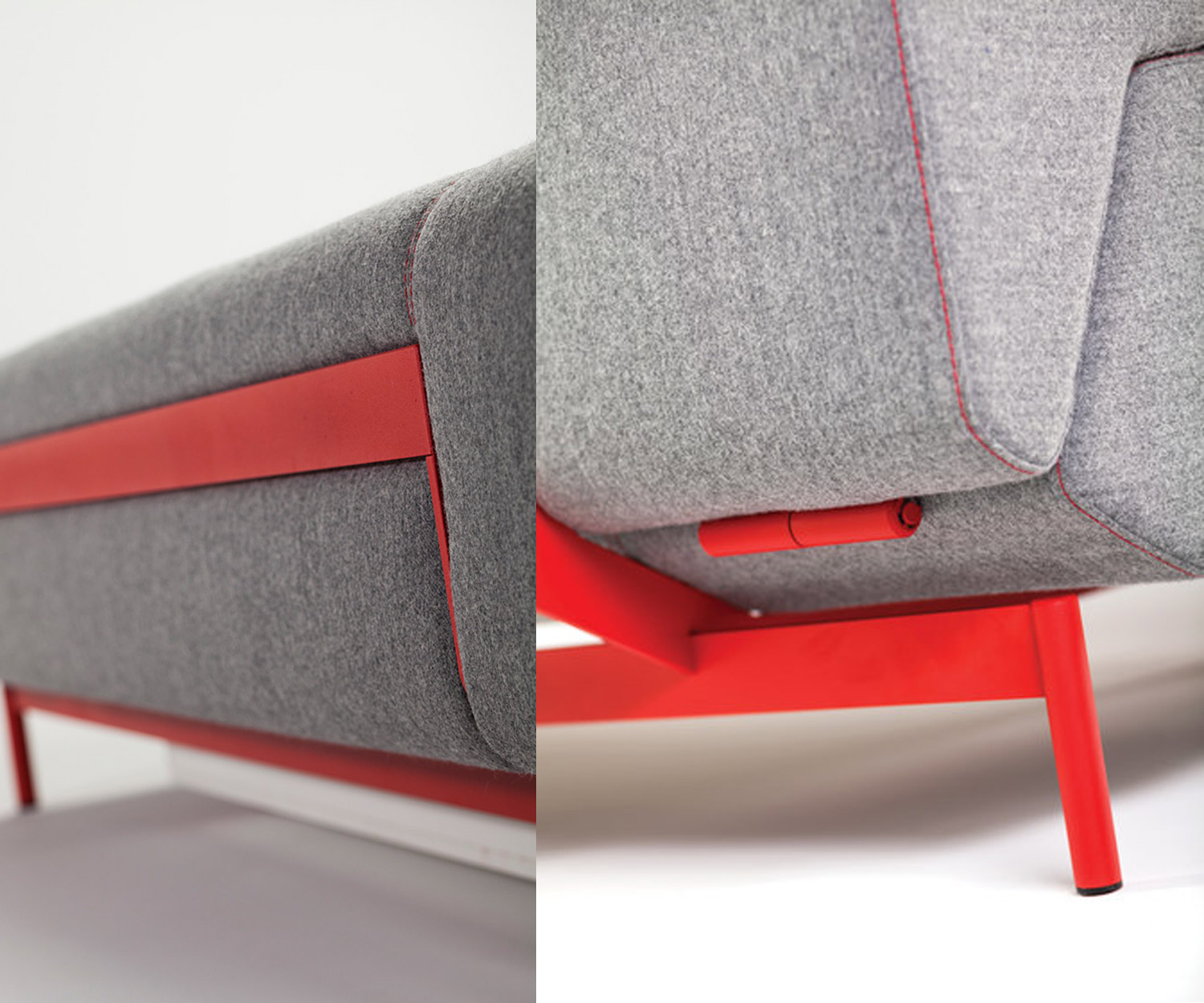 Prostoria Schlafsofa Pil low Details Stellfüße Polsternähte