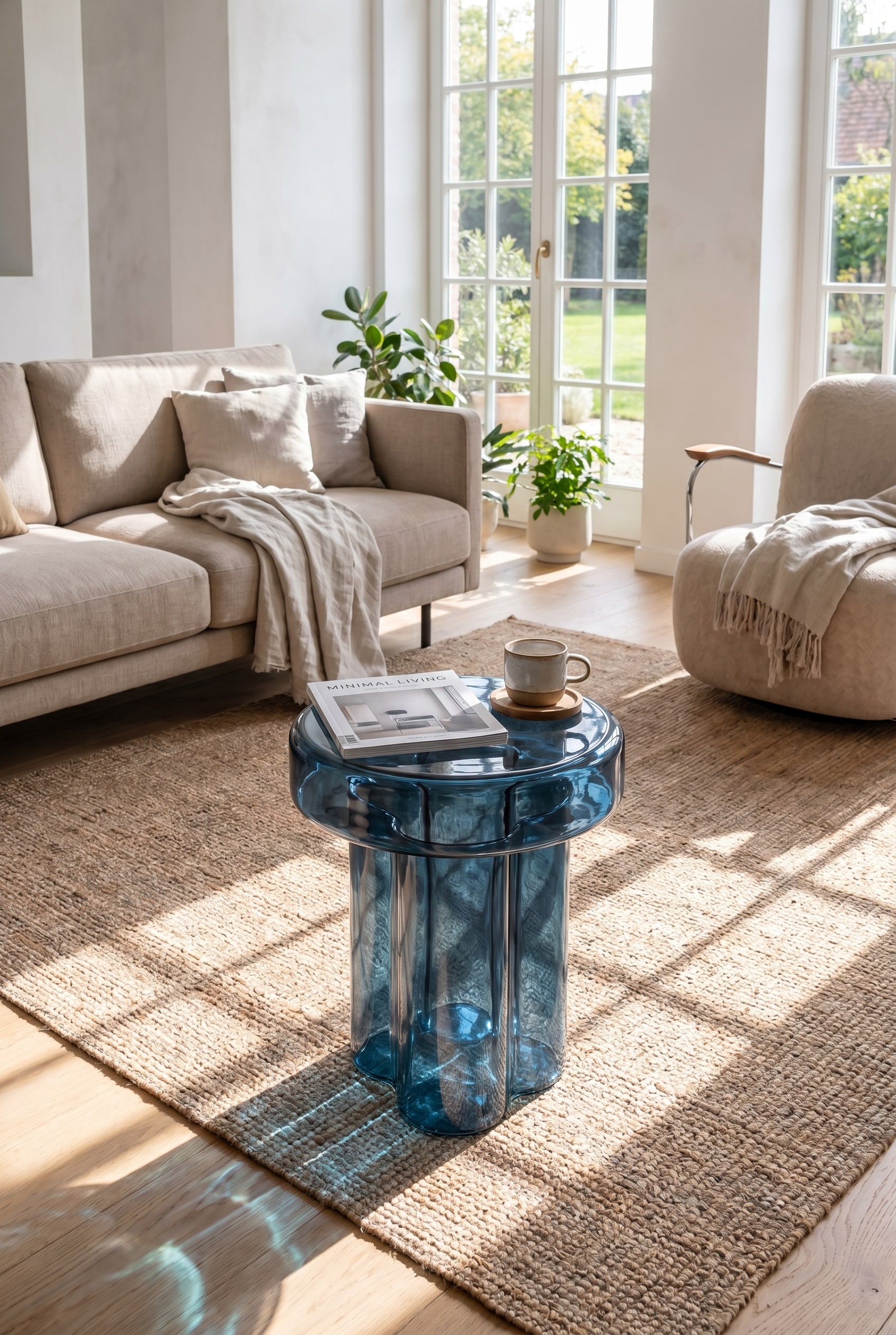 Miniforms Couchtisch Soda im Alltag genutzt mit Magazinen und Kaffeetasse