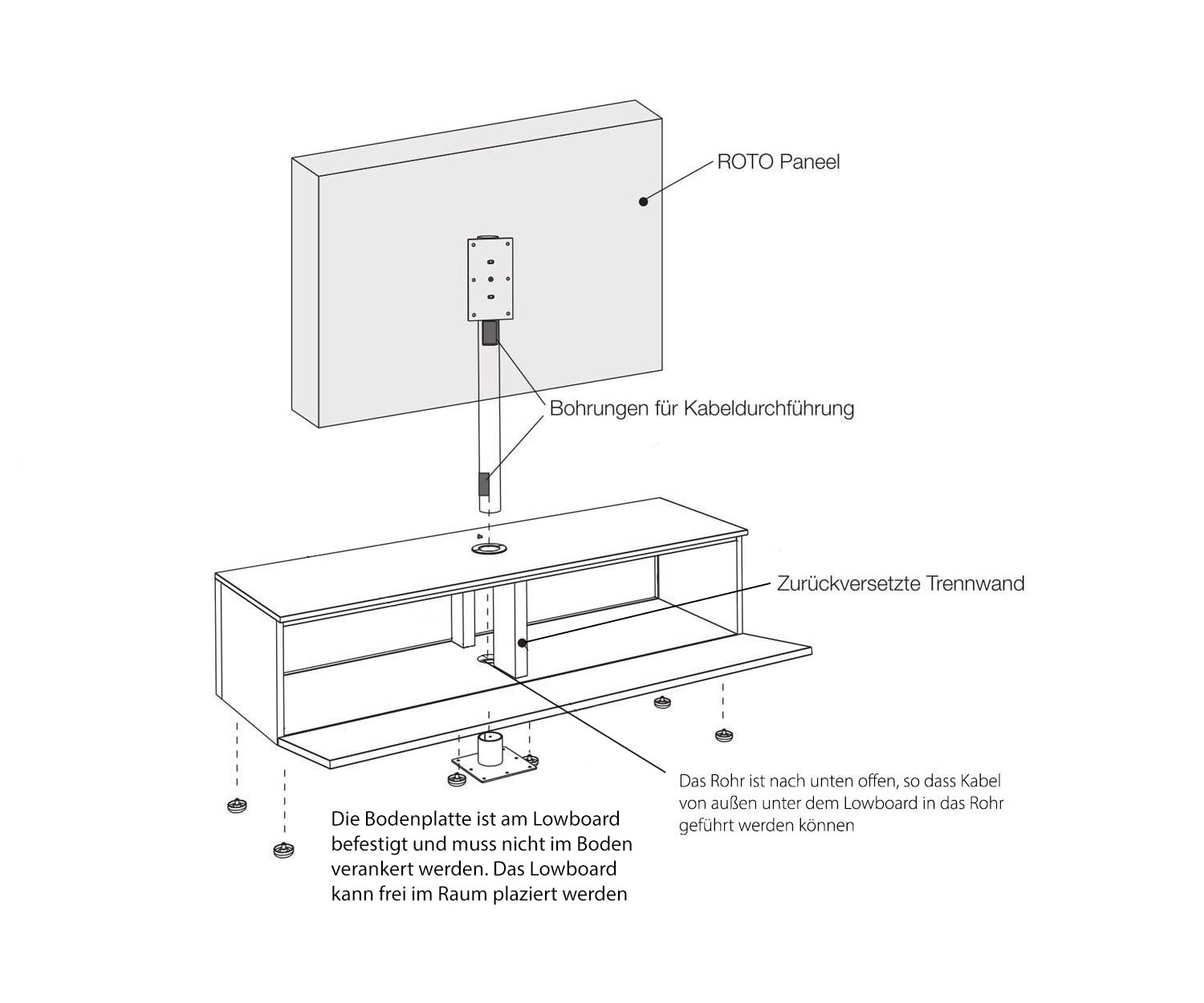 Livitalia Roto Design Design lowboard Body structure Cable outlets