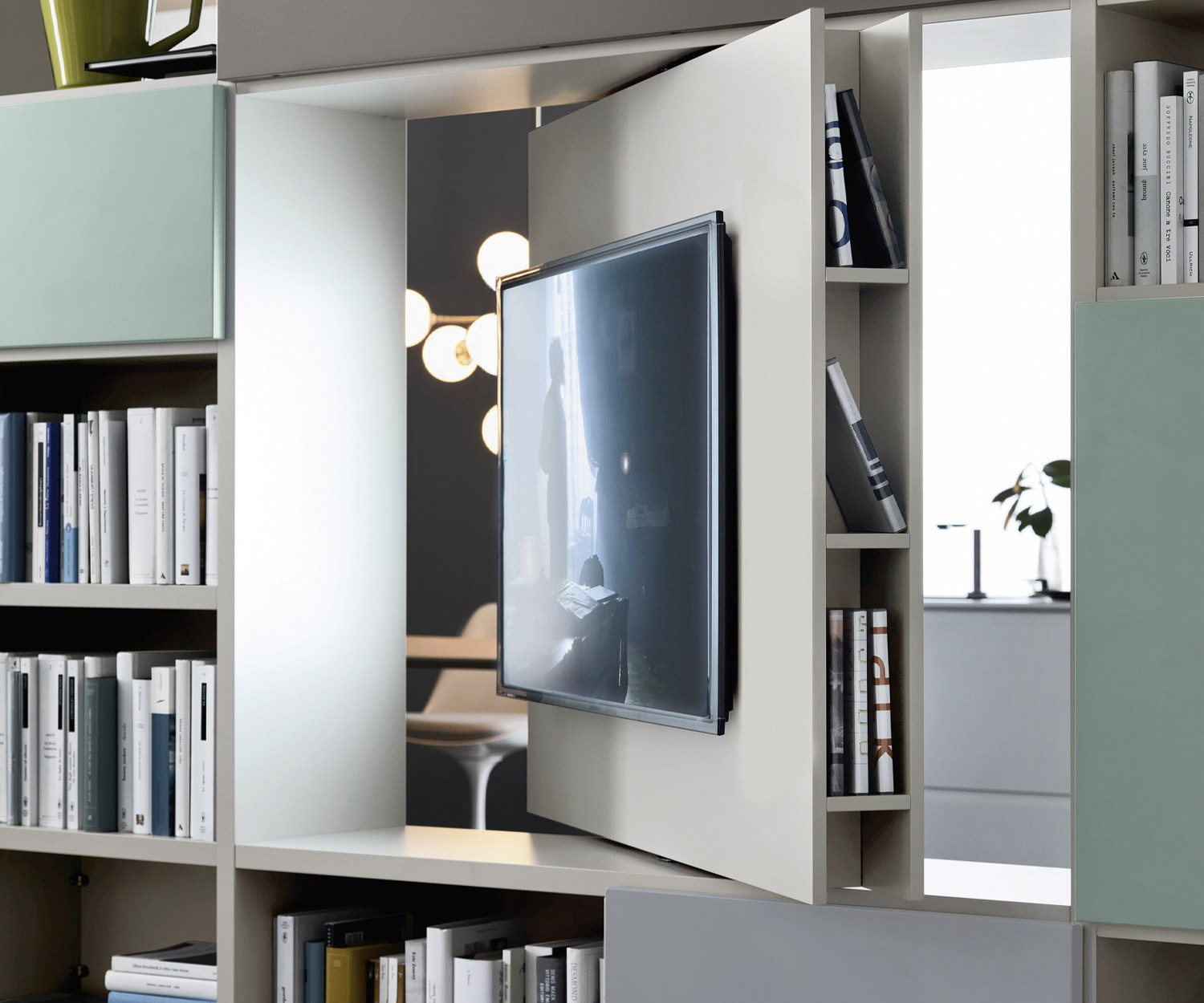 Exklusives Livitalia Bücherregal Regal mit drehbarem TV Paneel C90 Exklusives Livitalia Bücherregal Regal mit drehbarem TV Paneel C90