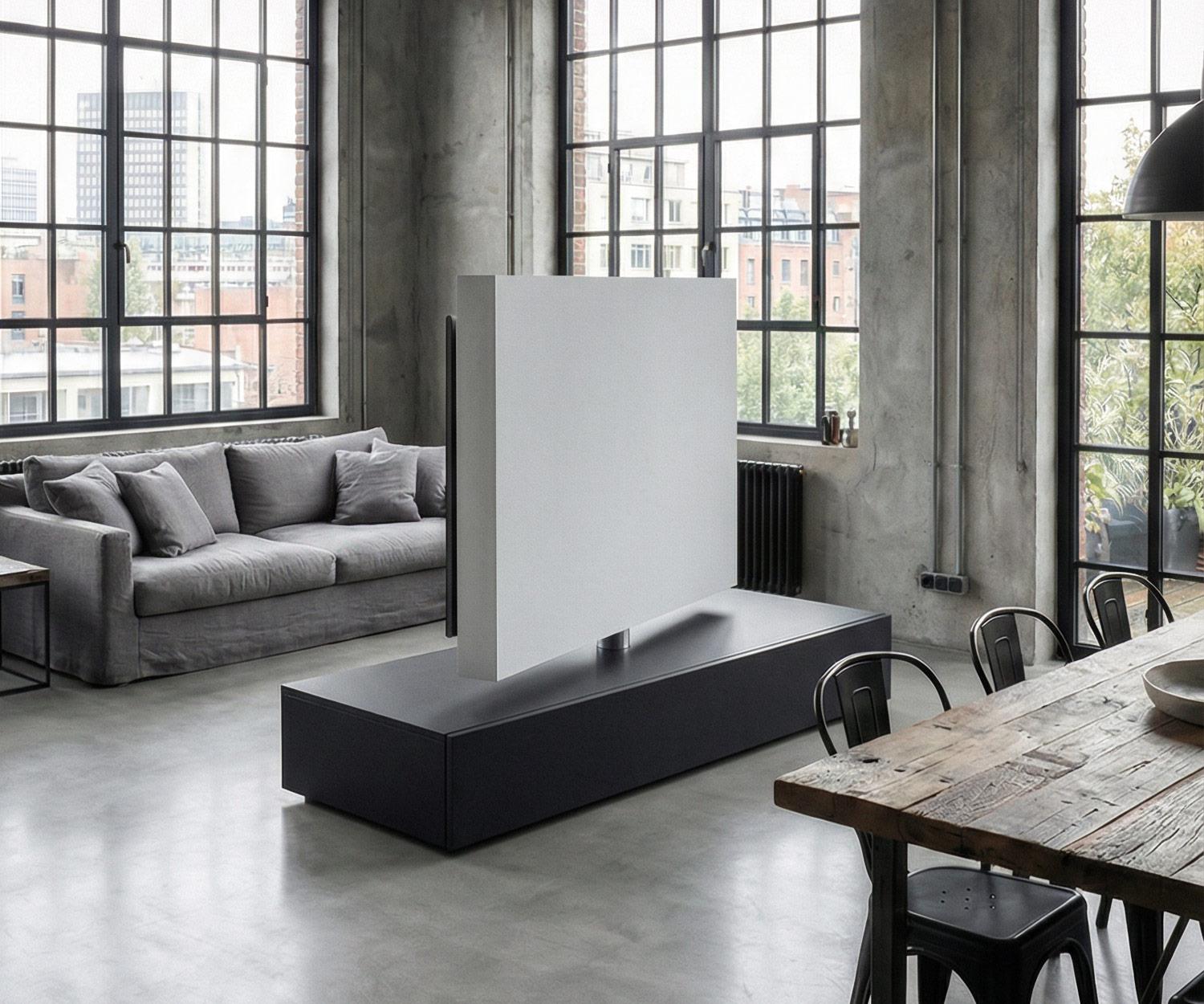 Livitalia Roto Lowboard & TV Raumteiler mit drehbarem Paneel
