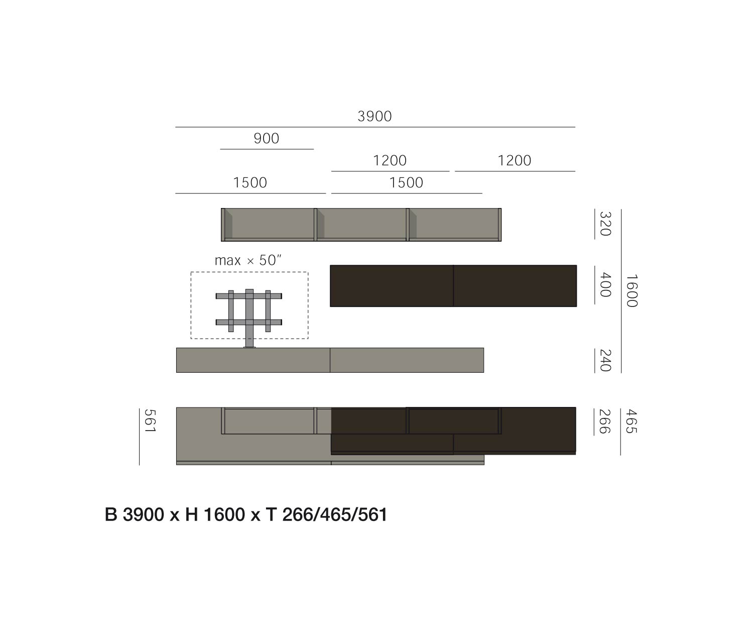 Livitalia Design wall unit C60 Dimensions Sketch Sizes Sizes Livitalia Design wall unit C60 Dimensions Sketch Sizes Sizes