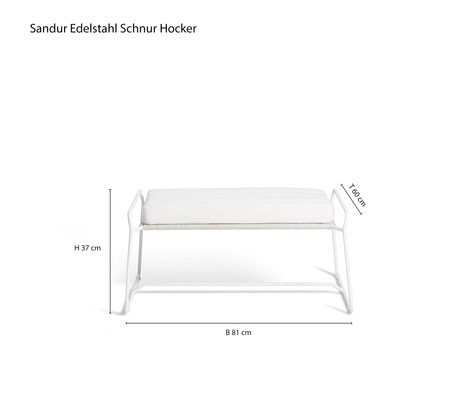 Bequemer Sandur Designer Hocker von Oasiq Größe Maße Größenangaben Skizze