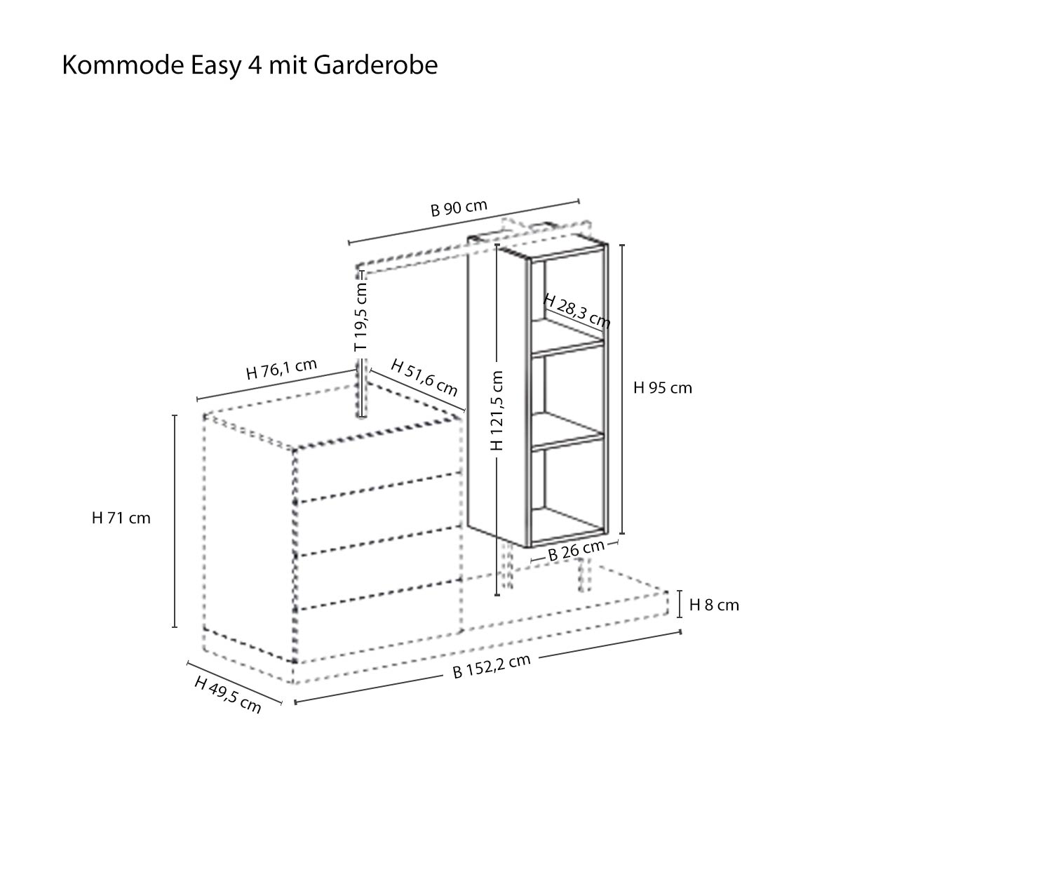 Easy 4 mit Garderobe von Novamobili Skizze Maße Größen Größenangaben Easy 4 mit Garderobe von Novamobili Skizze Maße Größen Größenangaben
