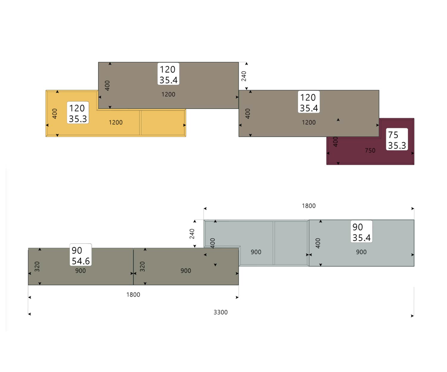 Livitalia Tetris Design wall unit C19 sketch sizes dimensions Livitalia Tetris Design wall unit C19 sketch sizes dimensions