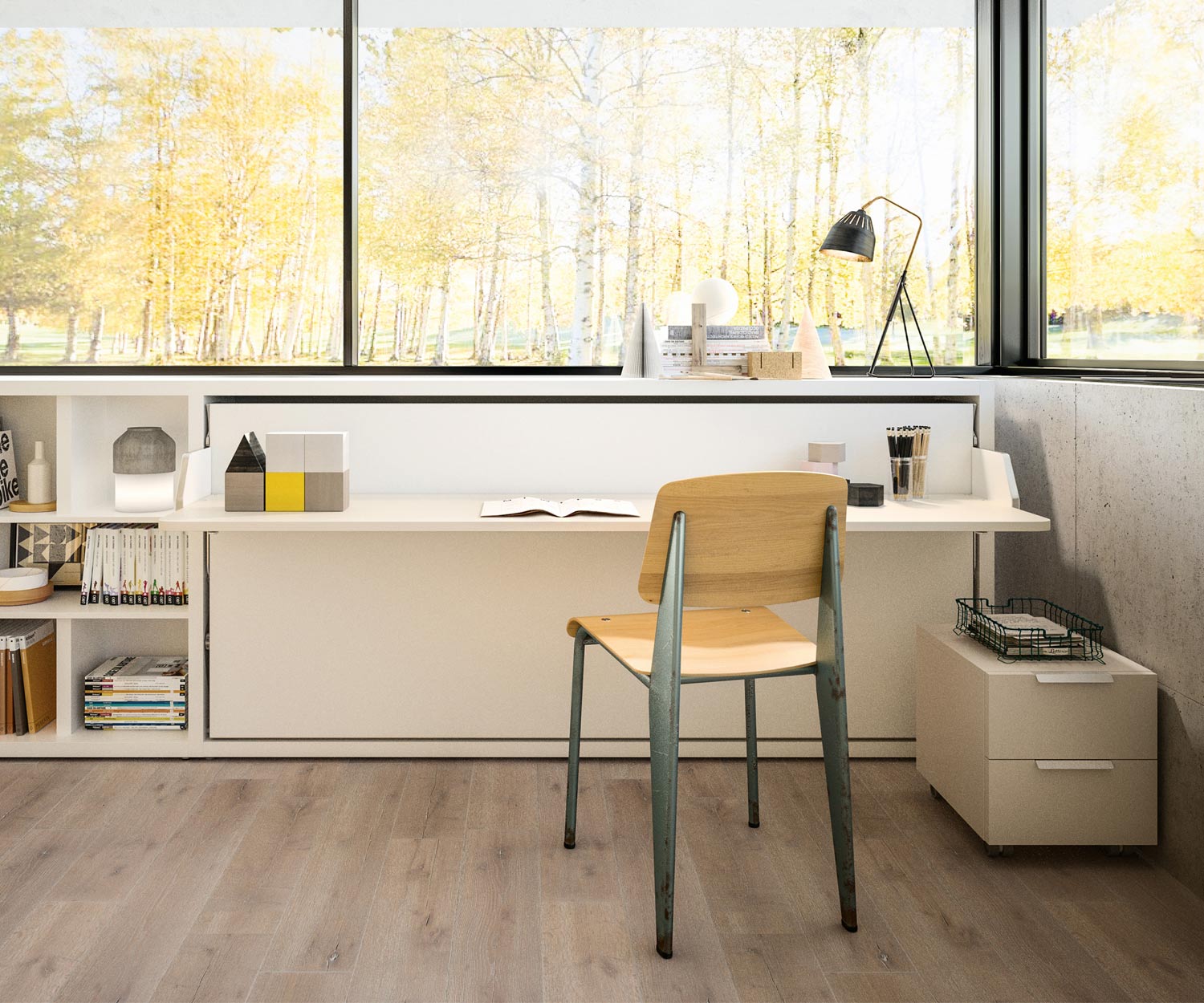 Exklusives Clei Kali 90/120 Board Design Schrankbett mit Schreibtisch