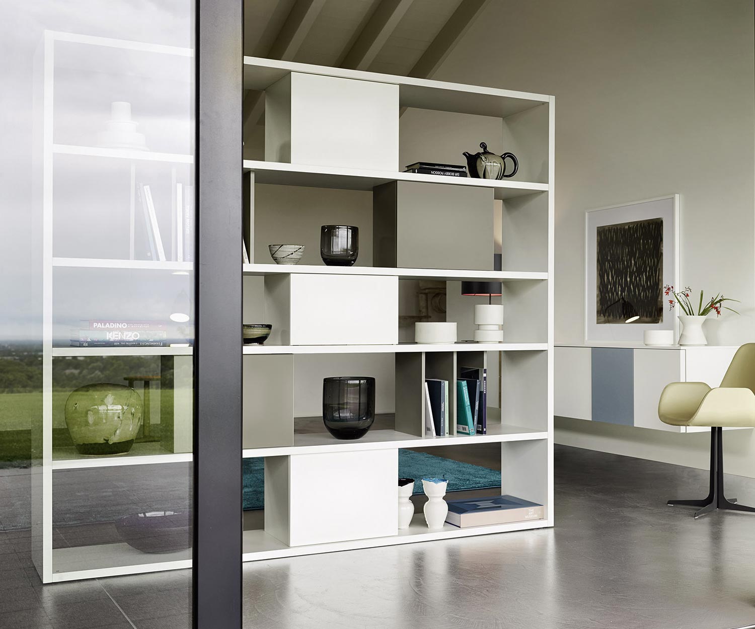 Exklusives Livitalia Design Standregal C92 Raumteiler Weiß Exklusives Livitalia Design Standregal C92 Raumteiler Weiß