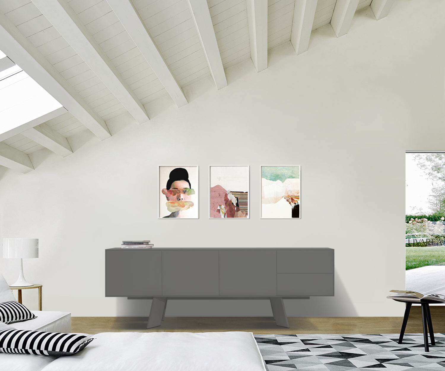 Dark grey design sideboard al2 Alhambra 003 W 220 cm in the living room Dark grey design sideboard al2 Alhambra 003 W 220 cm in the living room