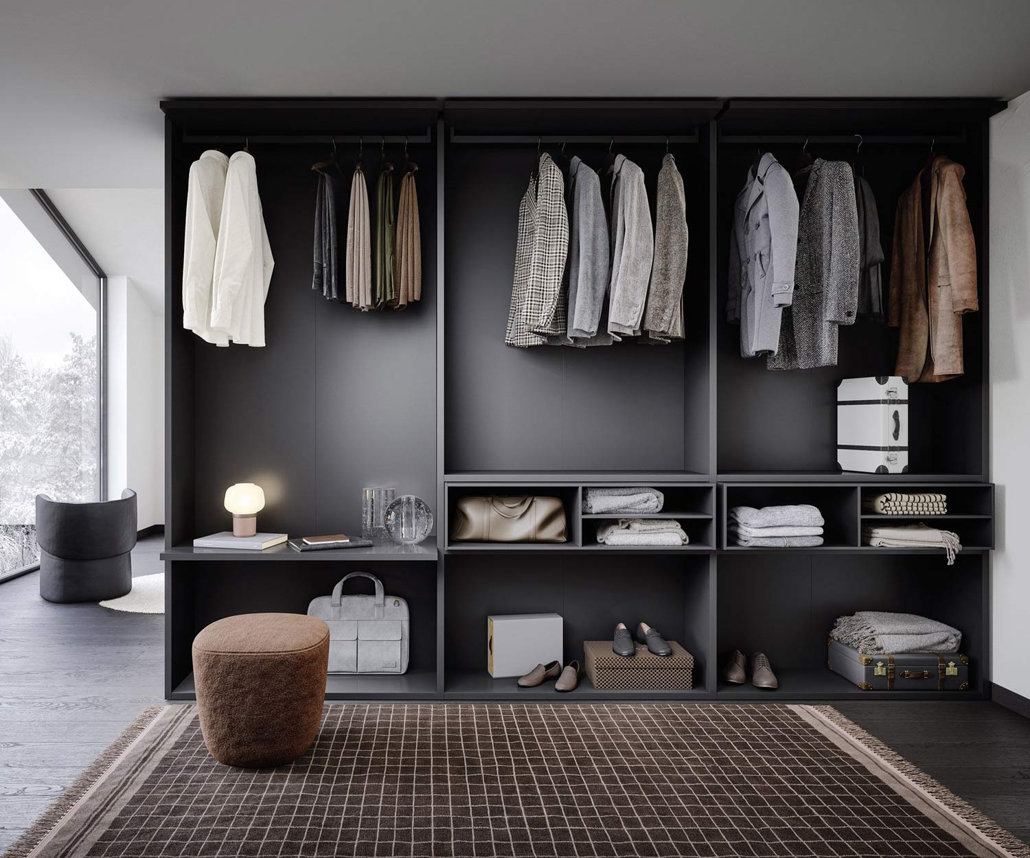 Design Ankleide Kleiderschrank Dunkelgrau Matt Novamobili Benn